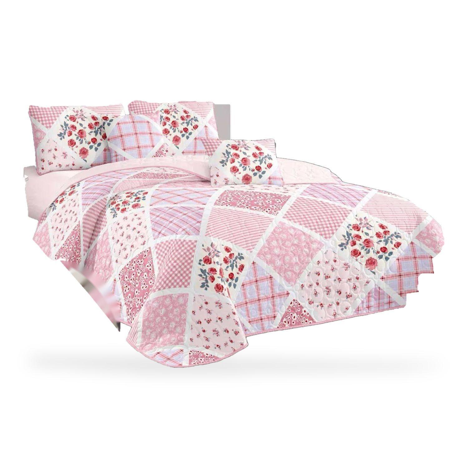 Cobertor de Verano 2 Plazas 220x240 con Juego de Sabanas y 2 Fundas Floral-0
