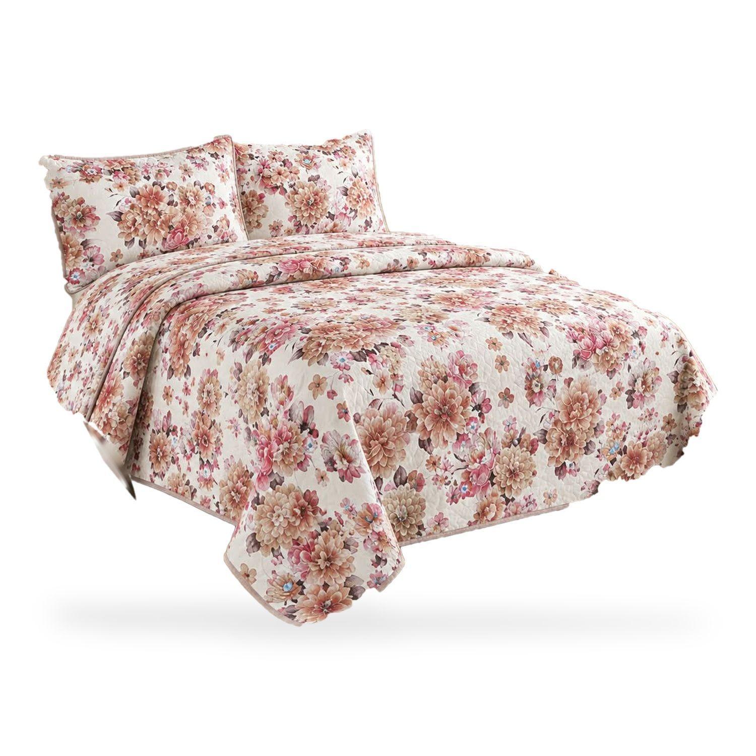Cobertor de Verano 2 Plazas 220x240 con Juego de Sabanas y 2 Fundas Floral-0