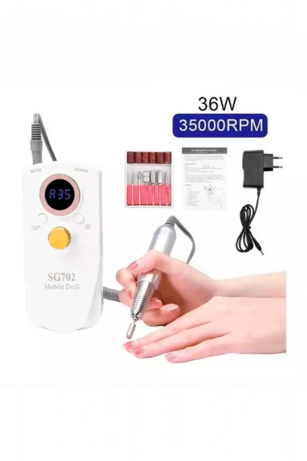 Torno Eléctrico Para Uñas Manicure Pedicura Inalámbrico 36w-2