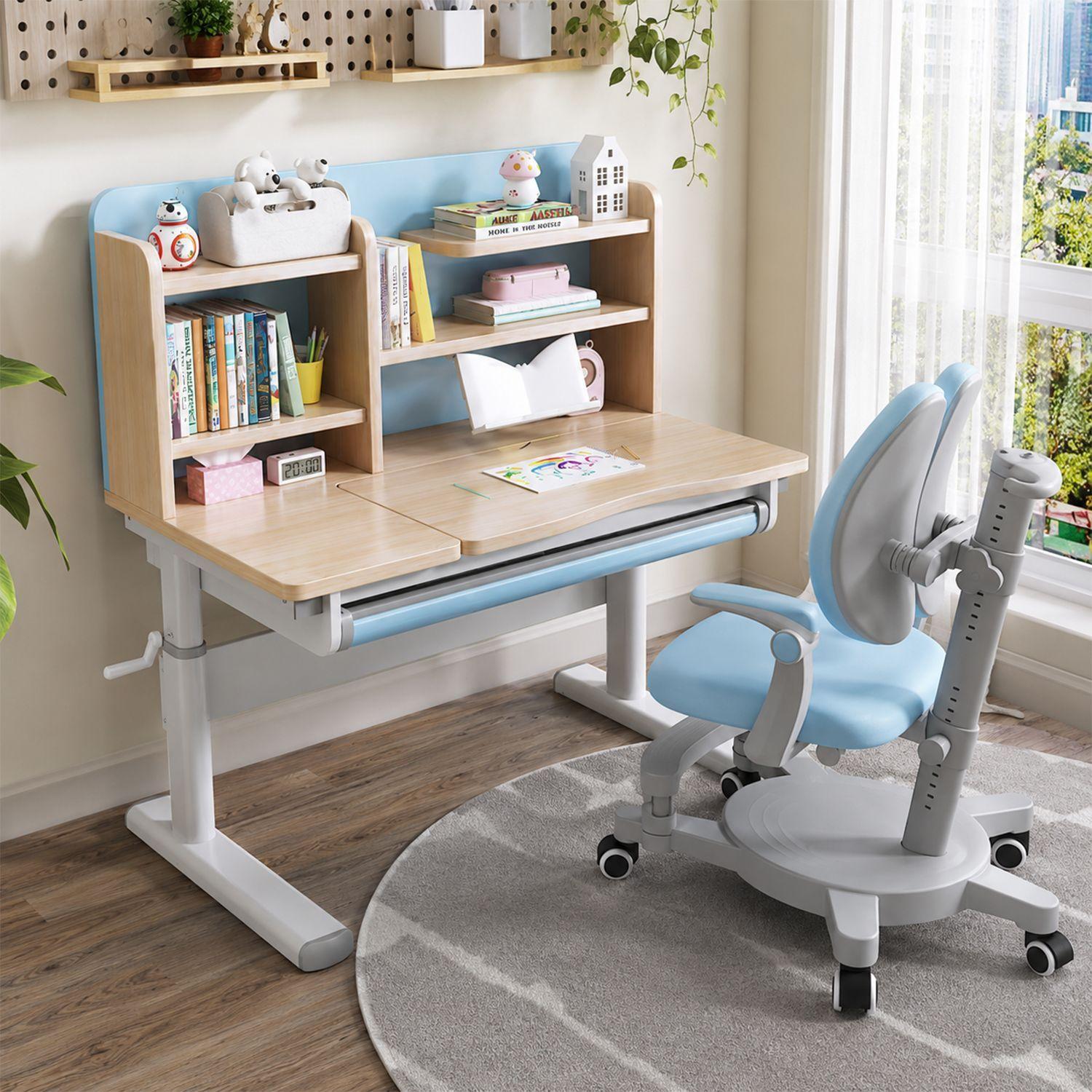 ESCRITORIO DE NIÑO AJUSTABLE EN ALTURA CON SOPORTE MAS SILLA-2