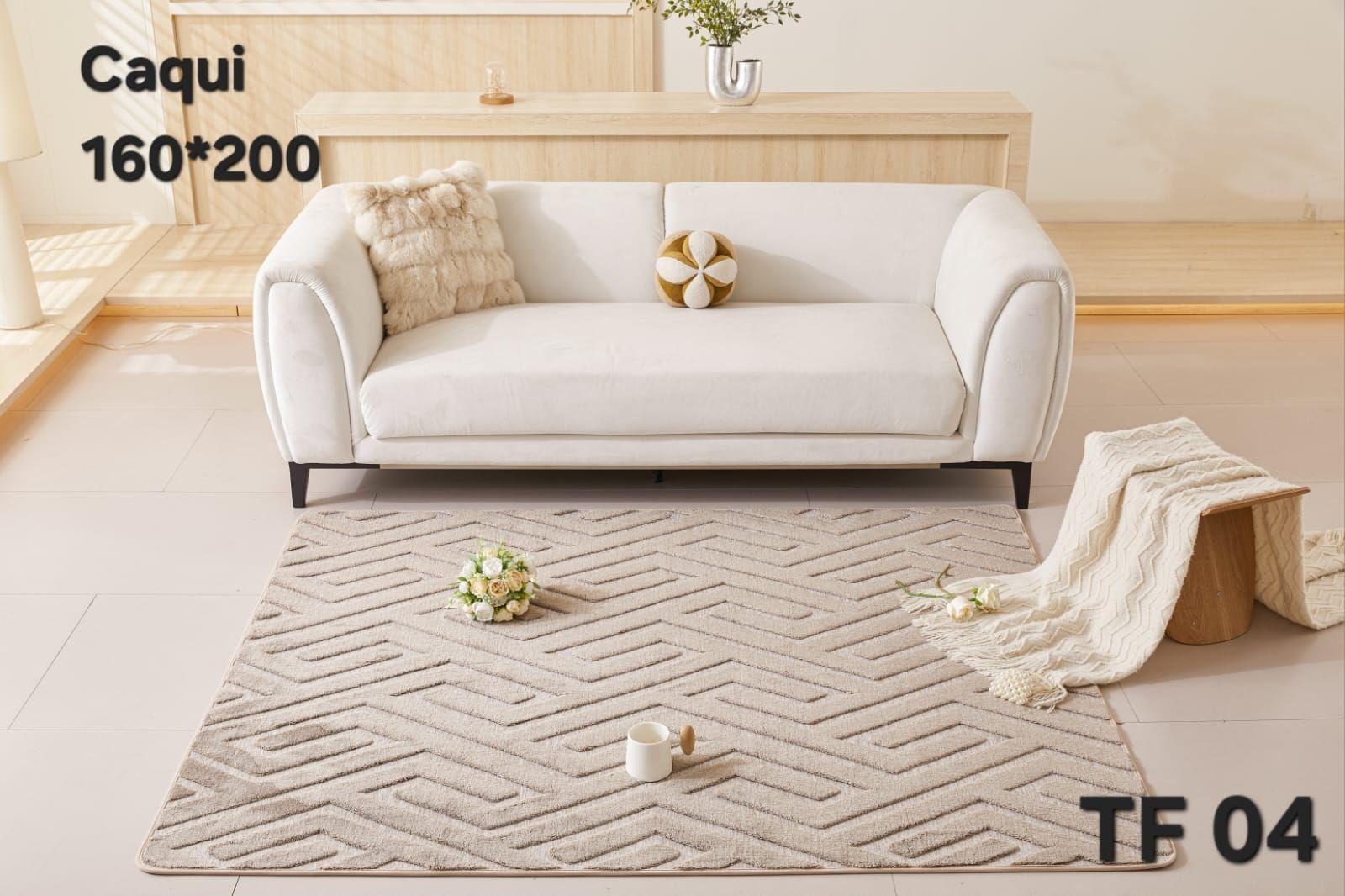 ALFOMBRA JACQUARD DE ALGODON 160X200CM CAQUI TF04-1