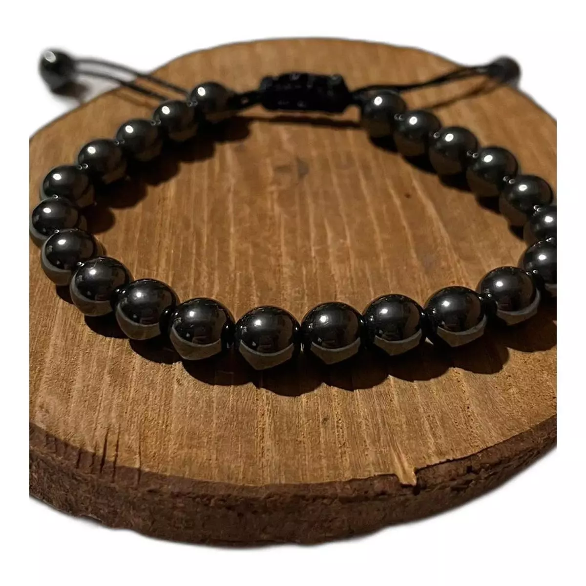 Pulsera de Hematita Natural Grafito Ajustable para Mujer-2