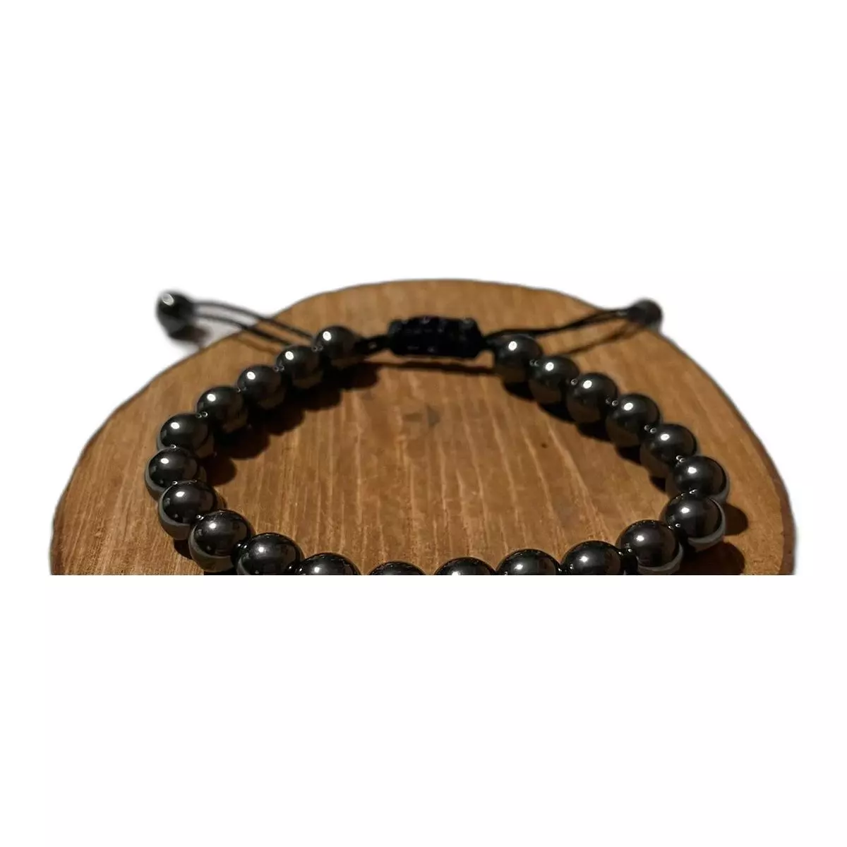 Pulsera de Hematita Natural Grafito Ajustable para Mujer-3