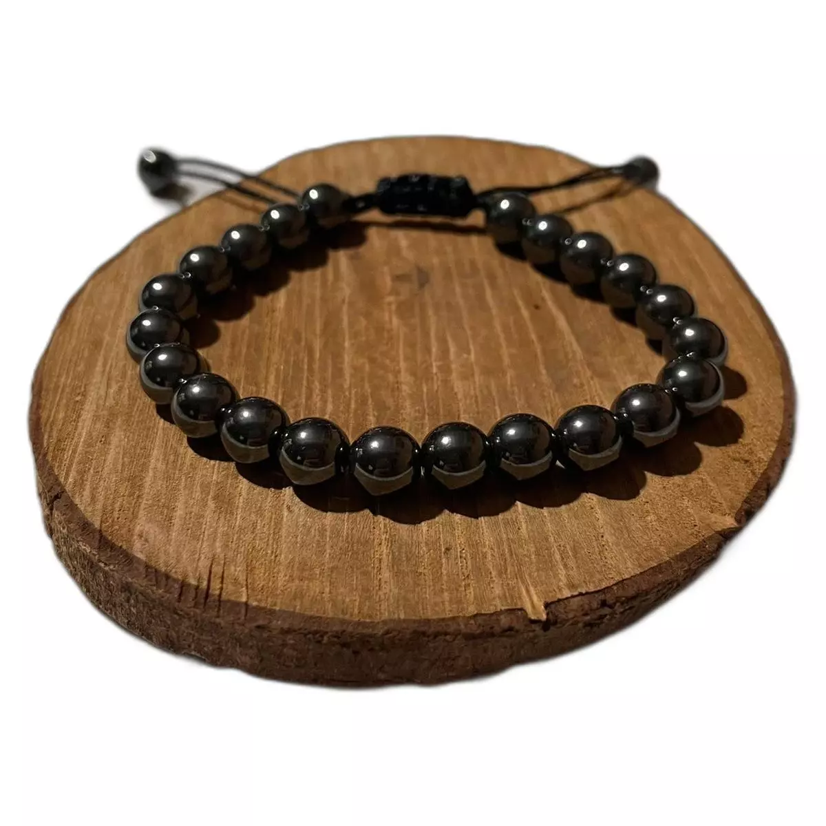 Pulsera de Hematita Natural Grafito Ajustable para Mujer-4
