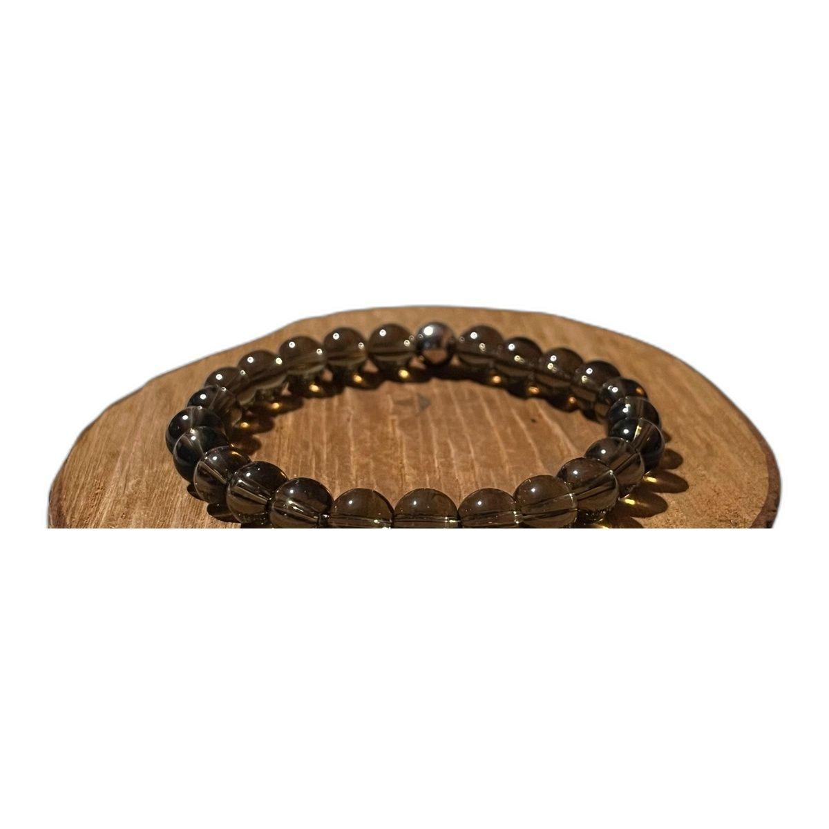 Pulsera de Cuarzo Ahumado Natural Caf Ajustable para Mujer-2