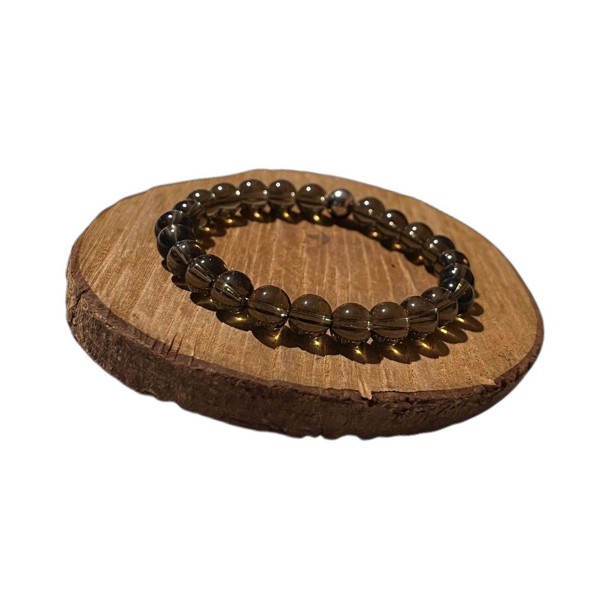 Pulsera de Cuarzo Ahumado Natural Caf Ajustable para Mujer-3