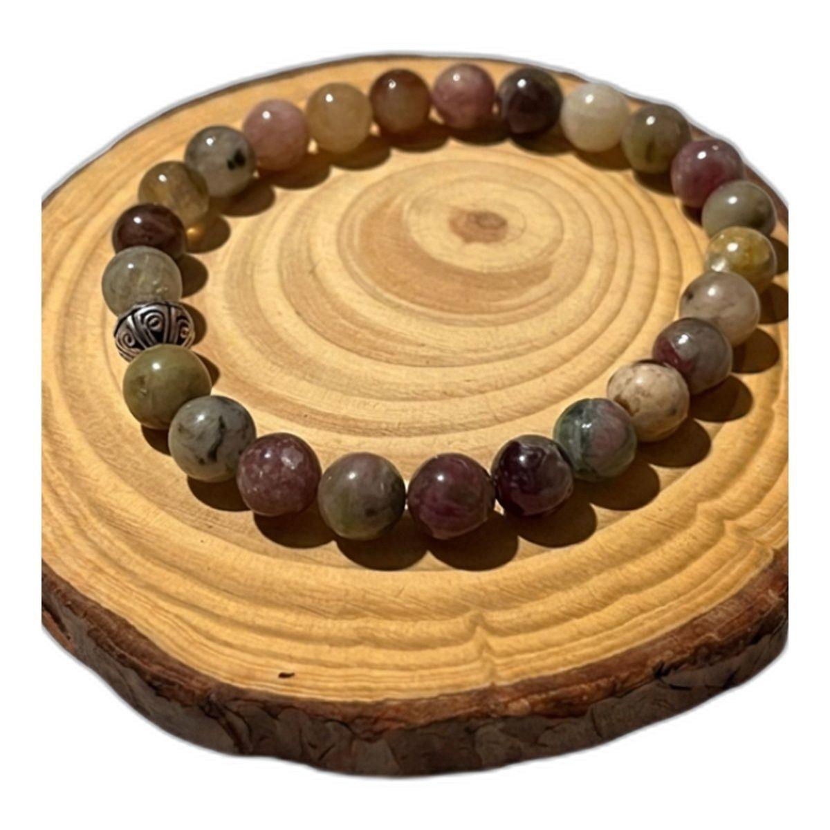 Pulsera de Turmalina Sand a Natural Rosado Ajustable para Mujer-1