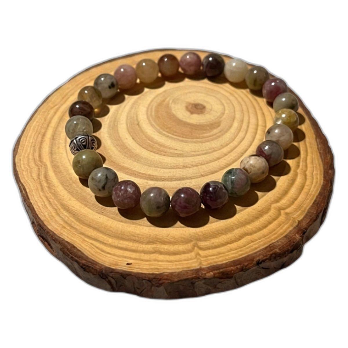 Pulsera de Turmalina Sand a Natural Rosado Ajustable para Mujer-3