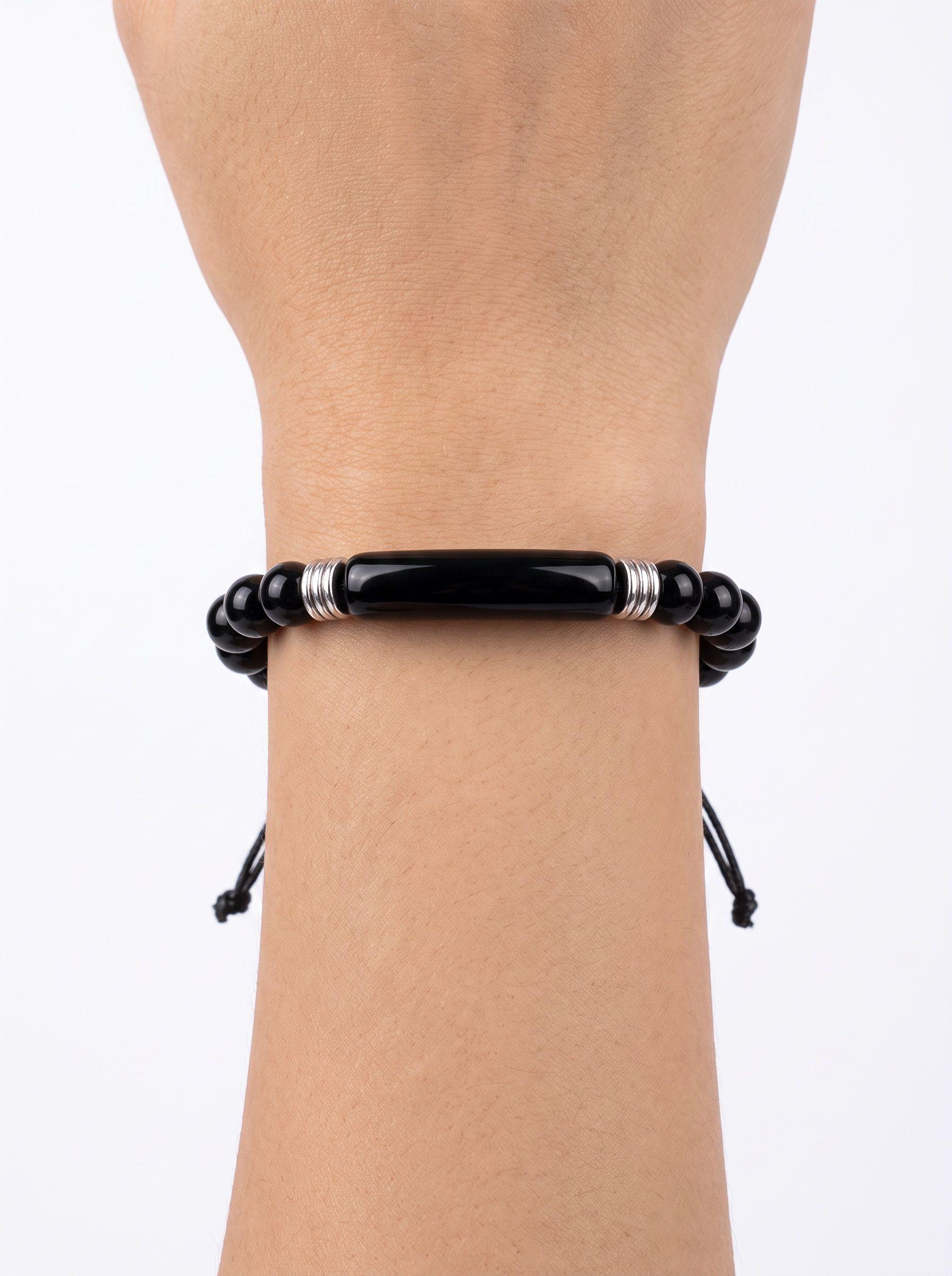 Pulsera de nix Negro Natural Negro Ajustable para Mujer-2