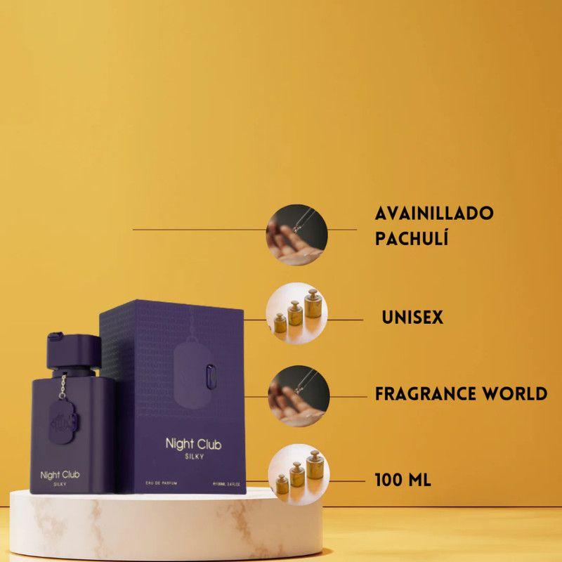 Perfume Fragrance World Night Club Silky EDP 100ml Mujer – Aroma dulce vainilla y frambuesa-2