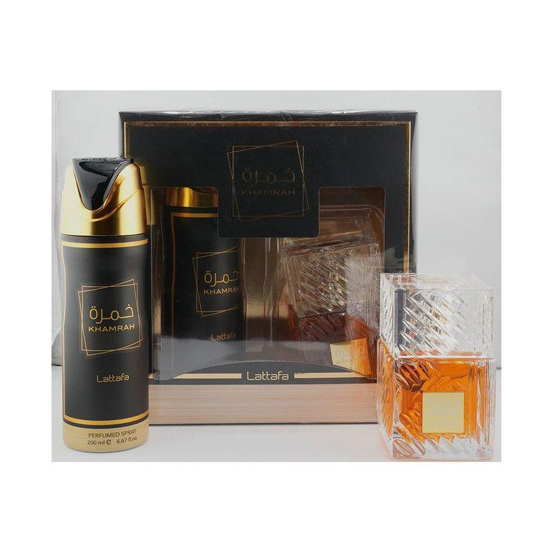 Set Lattafa Khamrah EDP 100ml + Deo Spray 200ml Set 2 Pcs Unisex – Fragancia gourmand con canela y vainilla-0