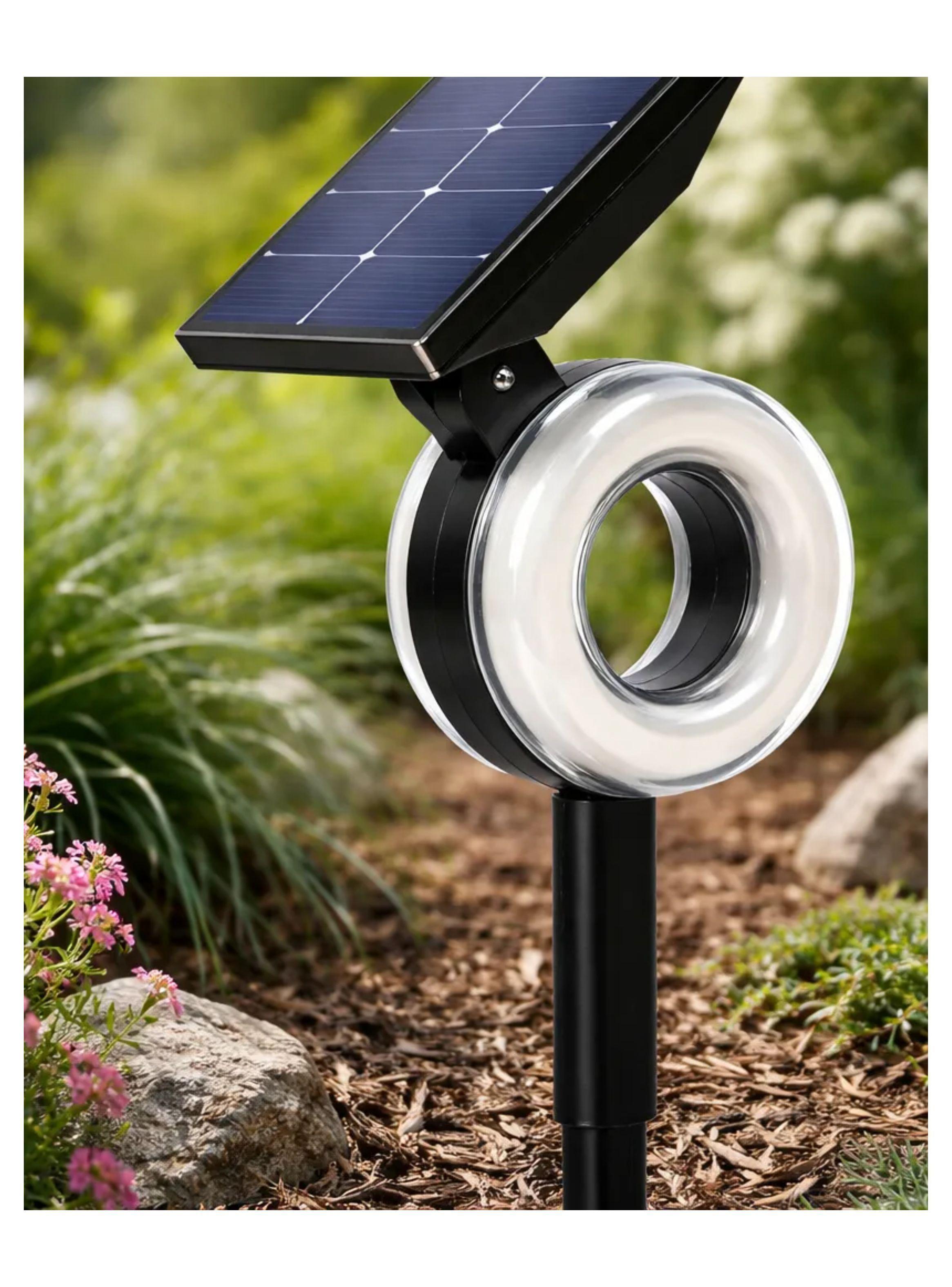 Foco Solar Led Ideal Para Jard n Exterior Rgb Estaca Negro-7