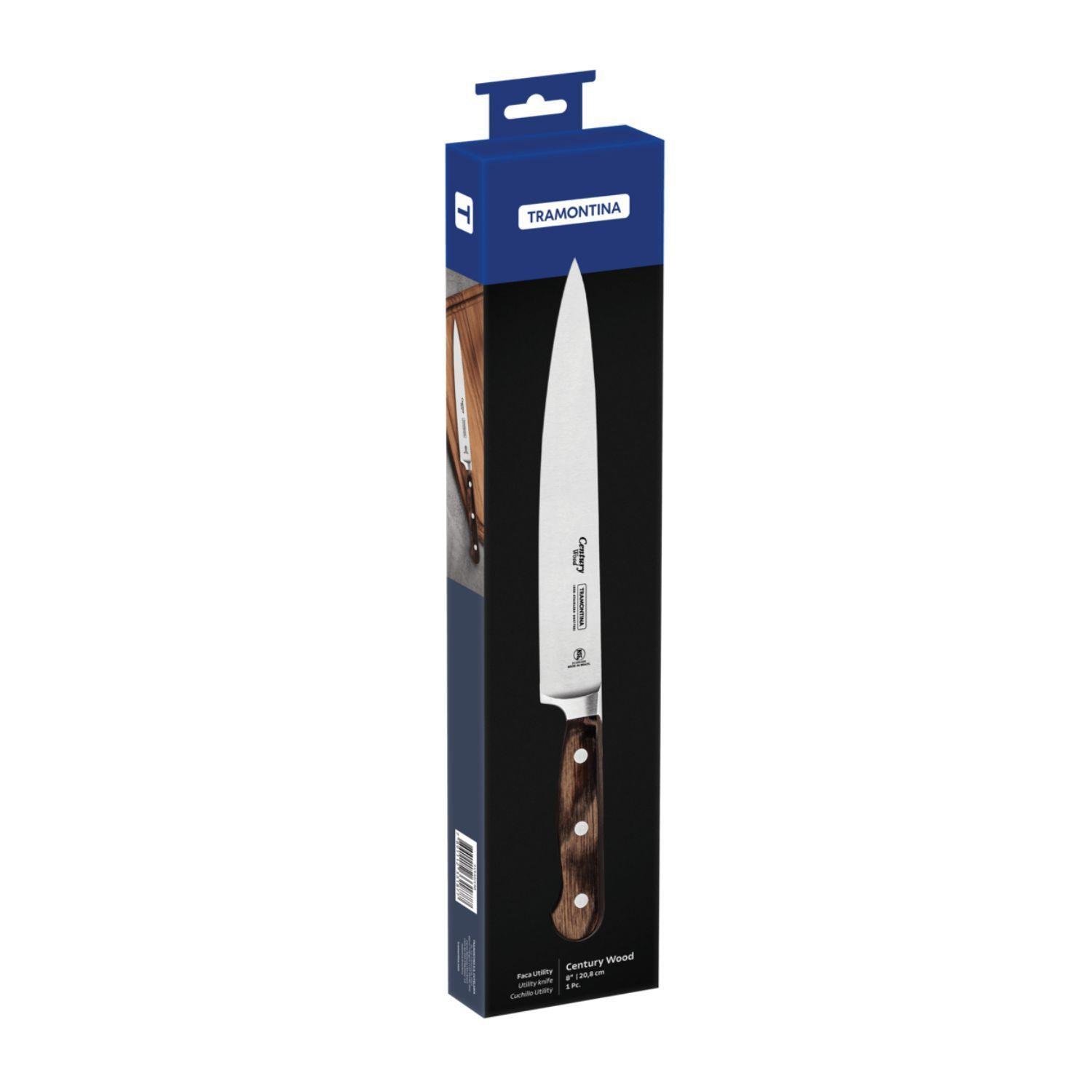 Cuchillo Century Wood Hoja Acero Inoxidable Utility Tramontina 8 Pulga-3