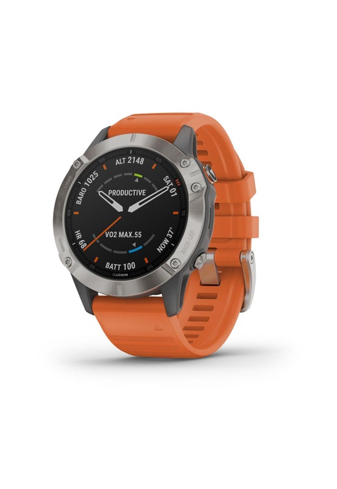 Smartwatch Fenix 6 Sapphire Ti Gray W/Orange Band Chile Garmin-0