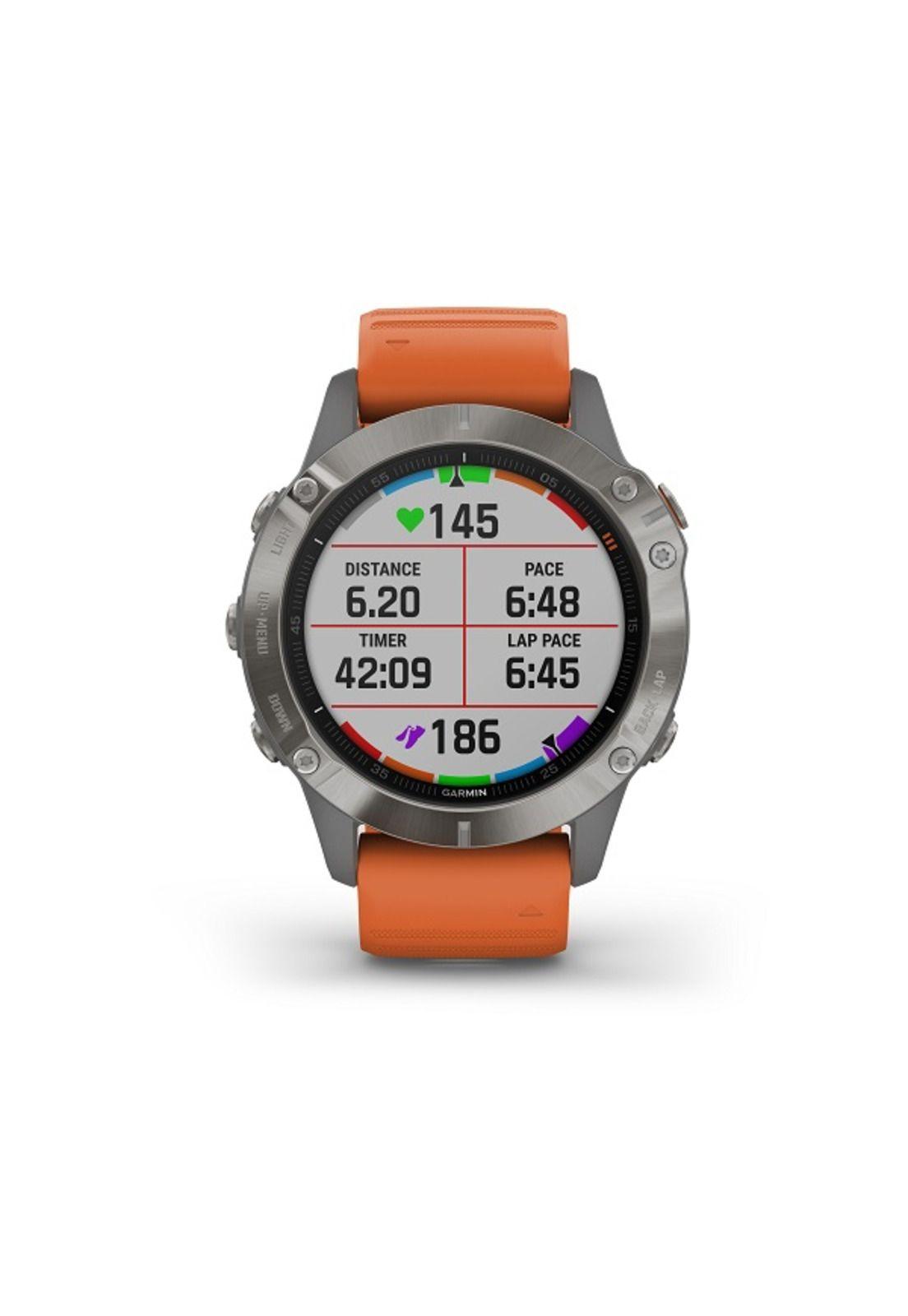 Smartwatch Fenix 6 Sapphire Ti Gray W/Orange Band Chile Garmin-2