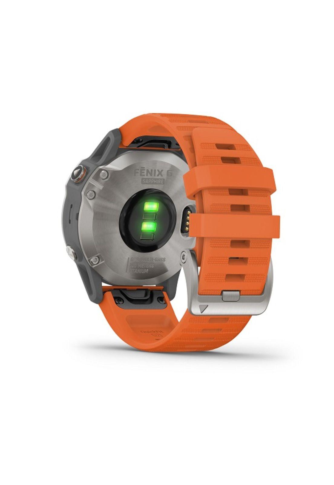 Smartwatch Fenix 6 Sapphire Ti Gray W/Orange Band Chile Garmin-4