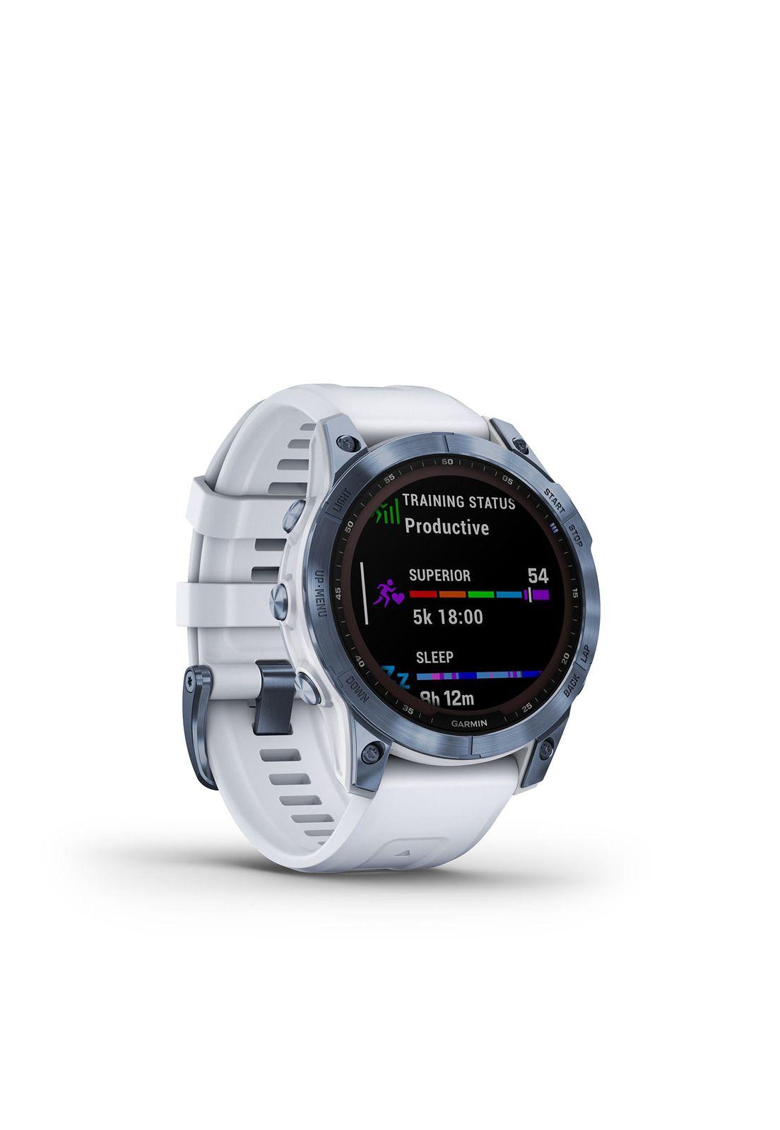 Smartwatch Fenix 7 Sapphire Solar Mineral Blue Ti w/Whitestone Band-2