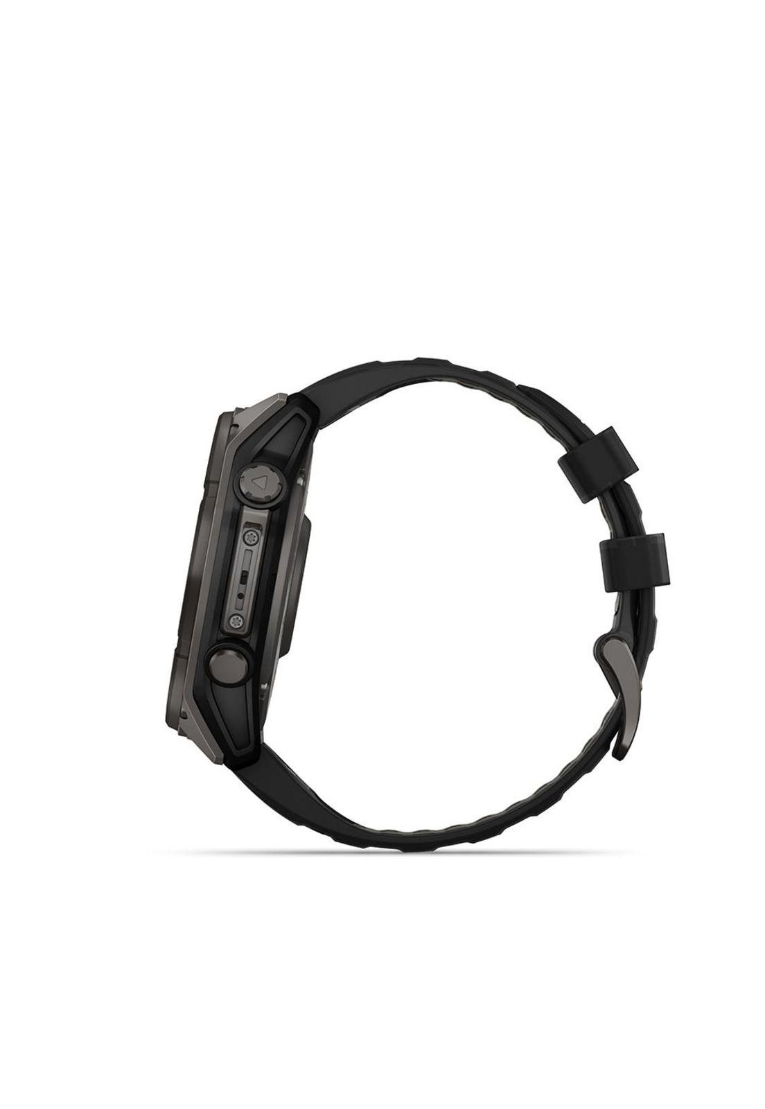 fenix 8 – 51mm, Solar Sapphire, Titanio con correa de silicona negra/gris-2