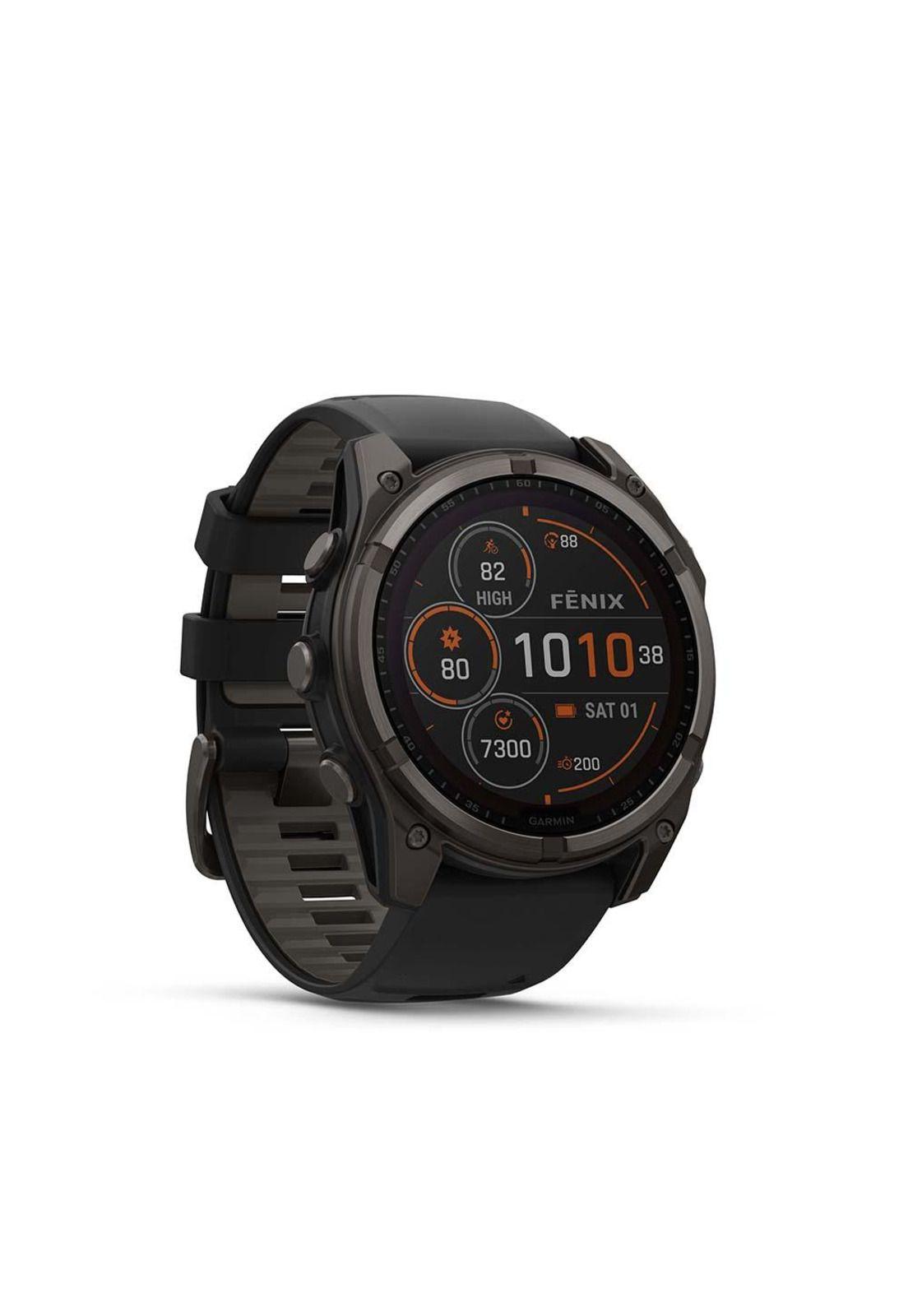 fenix 8 – 51mm, Solar Sapphire, Titanio con correa de silicona negra/gris-5