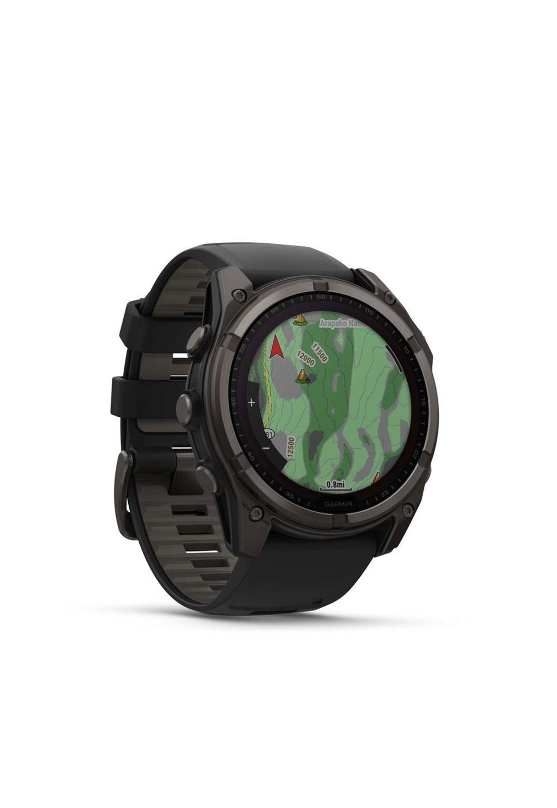 fenix 8 – 51mm, Solar Sapphire, Titanio con correa de silicona negra/gris-2