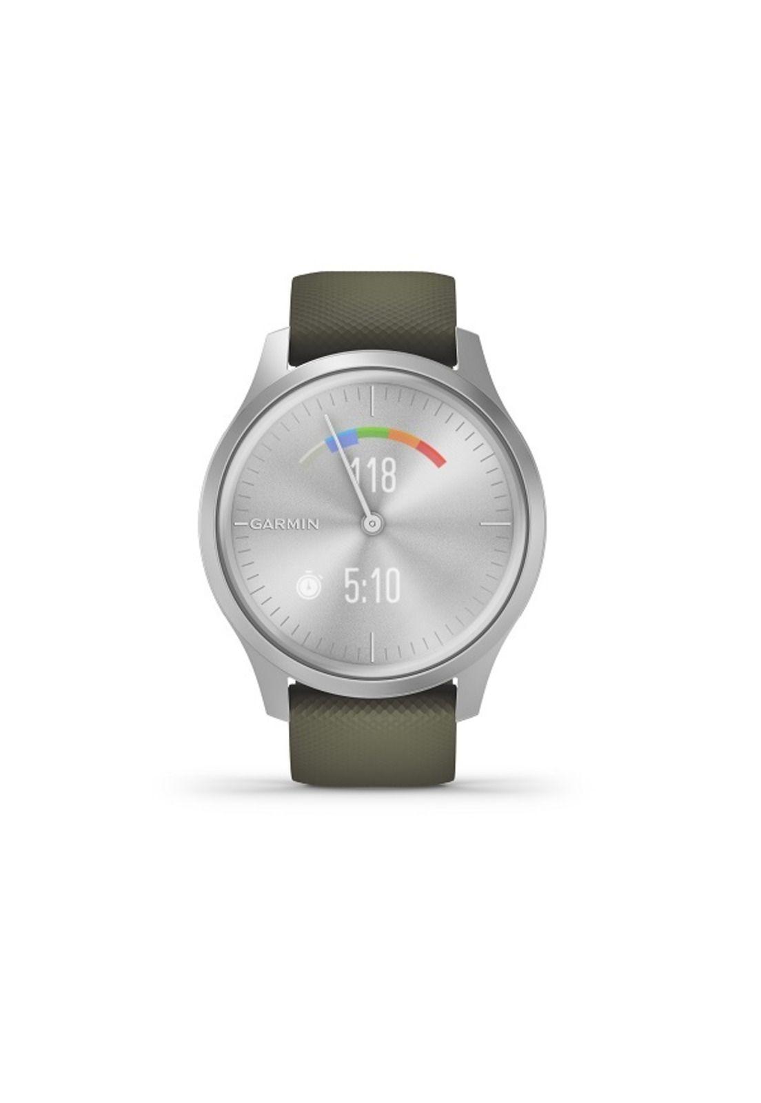 Smartwatch Vivomove Style Silver Moss Silicone Garmin-2