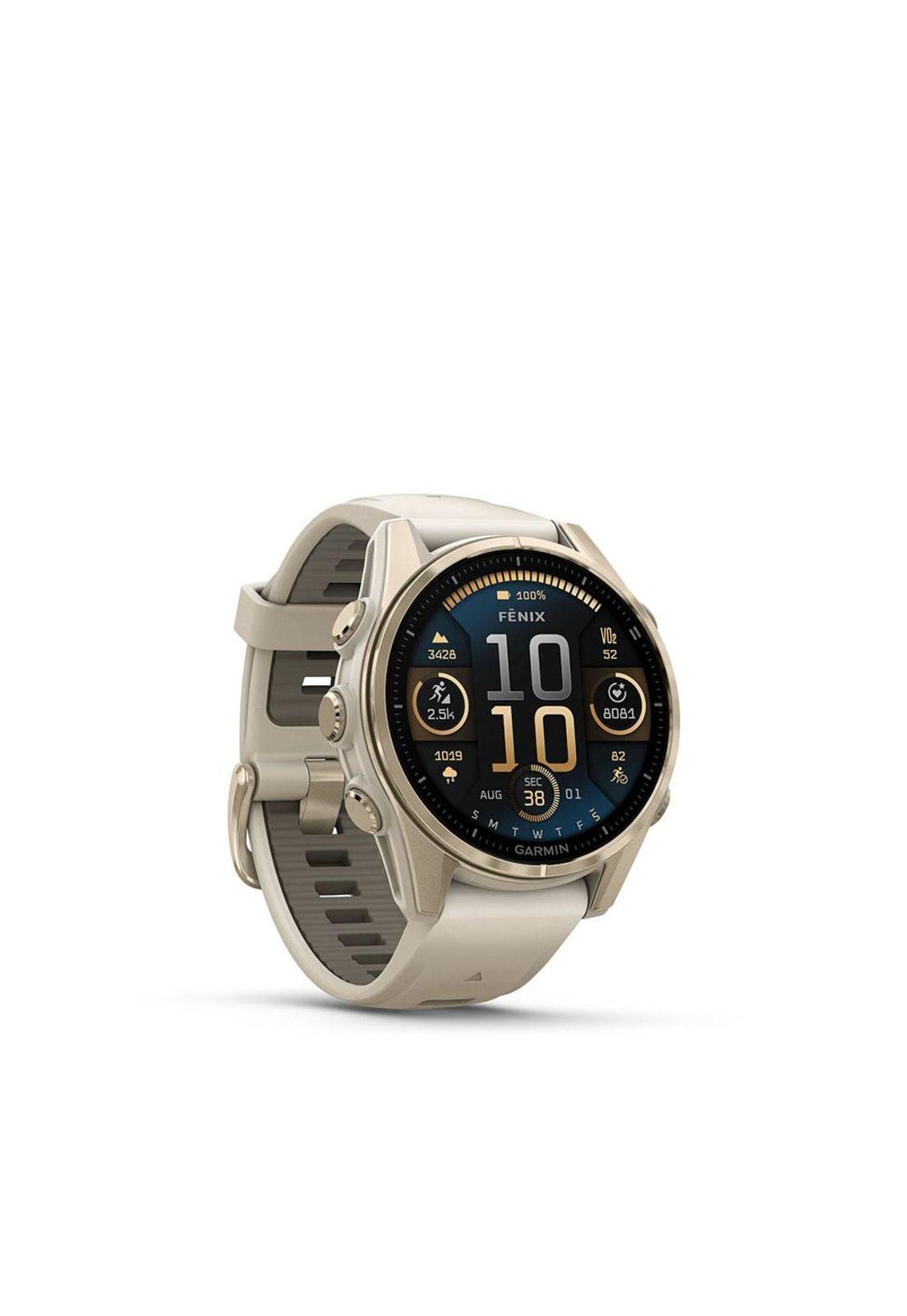 fenix 8 - 43 mm Sapphire, Light Gold with Grey/Dark Brown-2