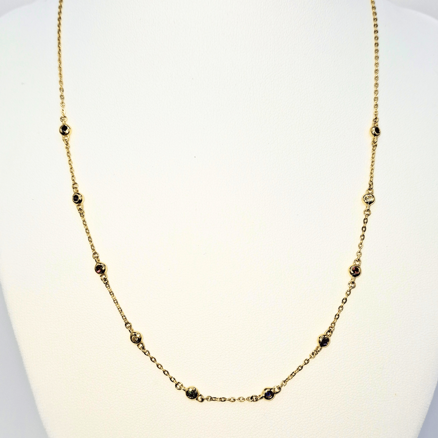 Collar modelo piedra engastada colores 18k, cadena forzatina 45 cm y 40 cm-4