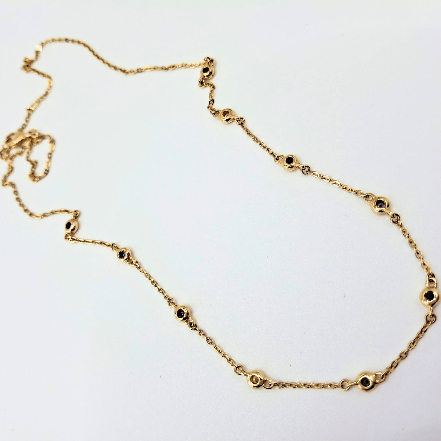 Collar modelo piedra engastada colores 18k, cadena forzatina 45 cm y 40 cm-5