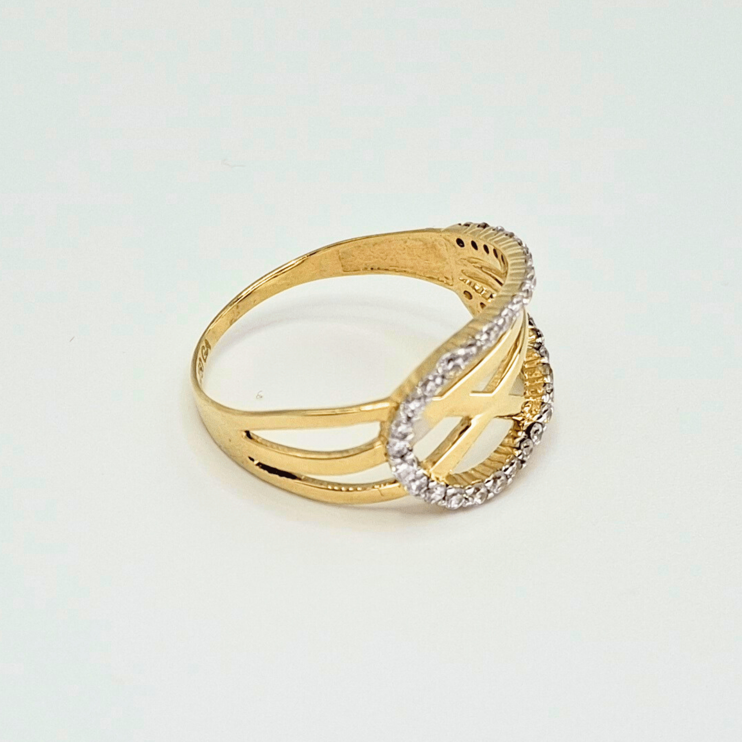 Anillo entrelazado infinito con circones, oro 18k-3