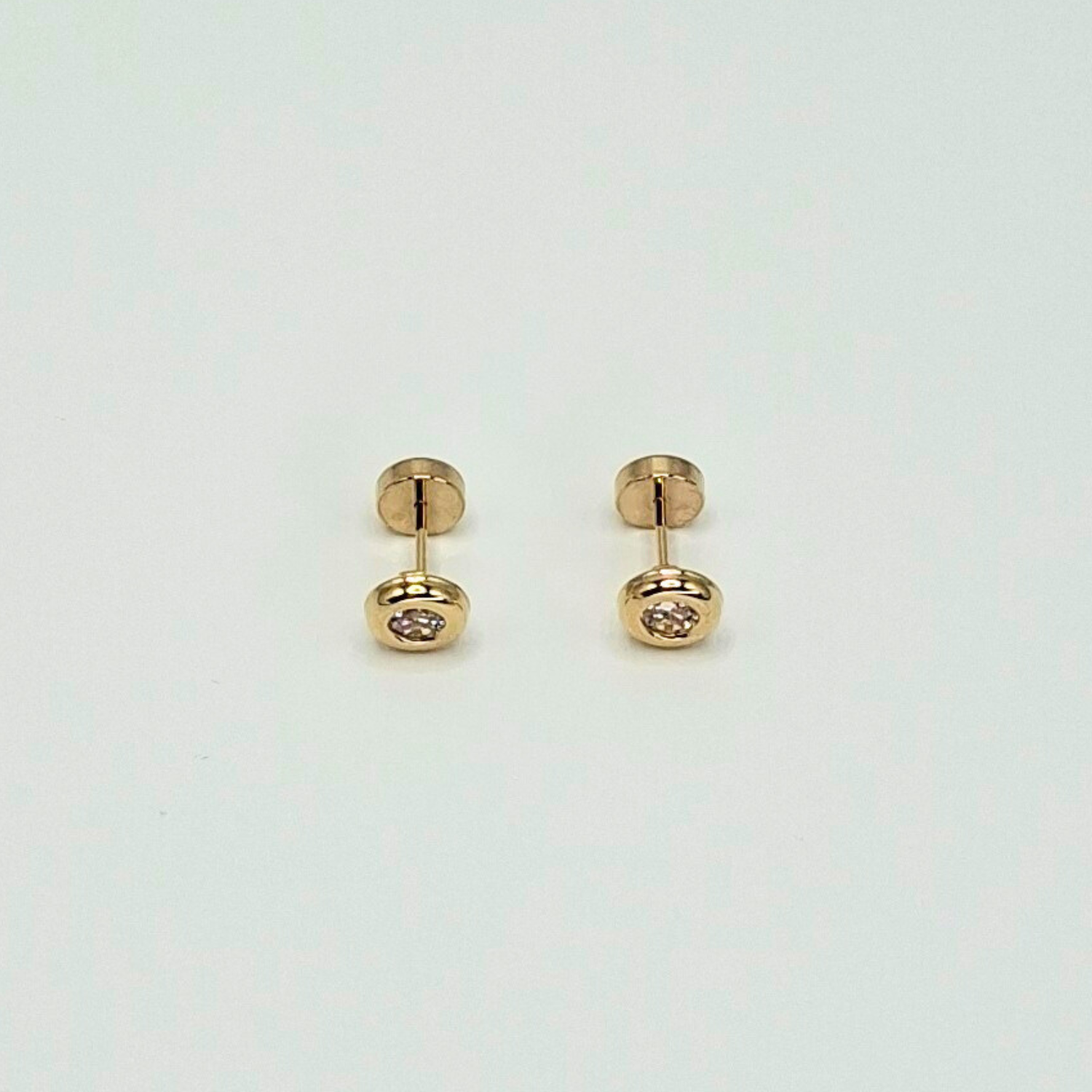 Aros abridores para bebé y niña,  modelo donuts con circón, oro 18k-3