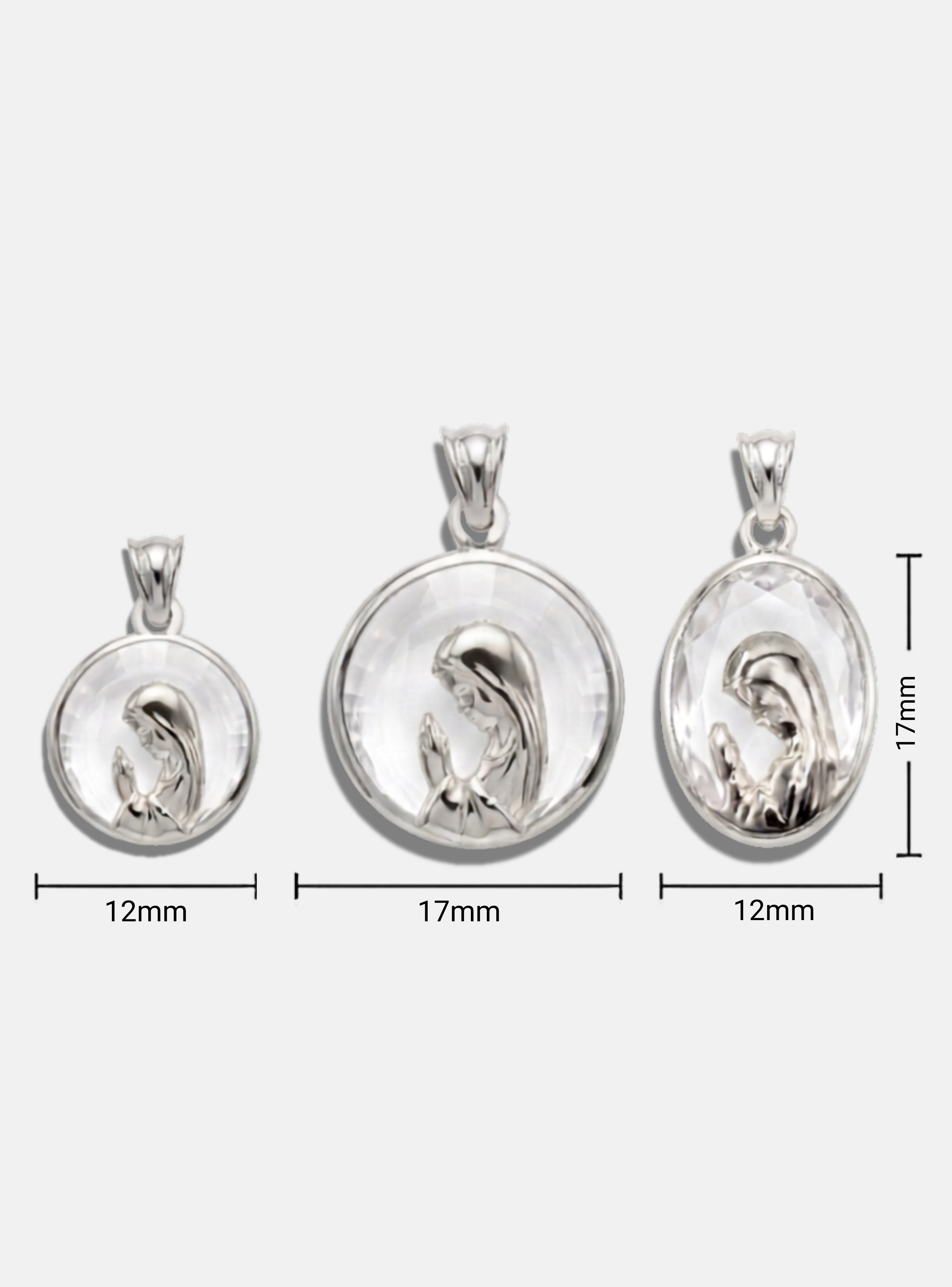 Medalla Virgen Niña Ovalado, Plata 925 y Cristal Swarovski-1