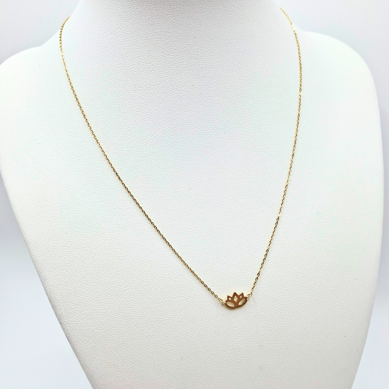 Collar modelo Flor de loto oro 18k, cadena forzatina 40 cm-2
