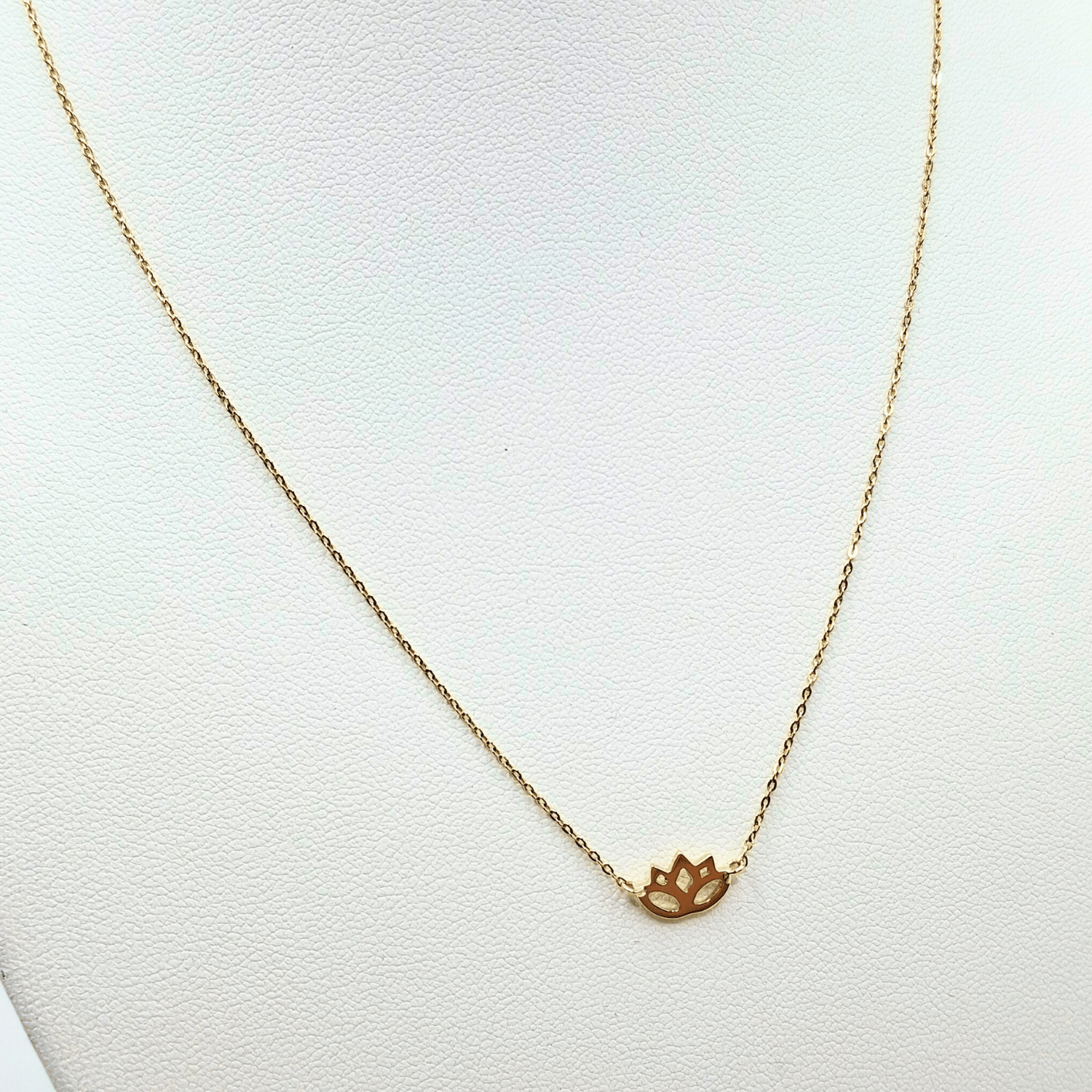 Collar modelo Flor de loto oro 18k, cadena forzatina 40 cm-3