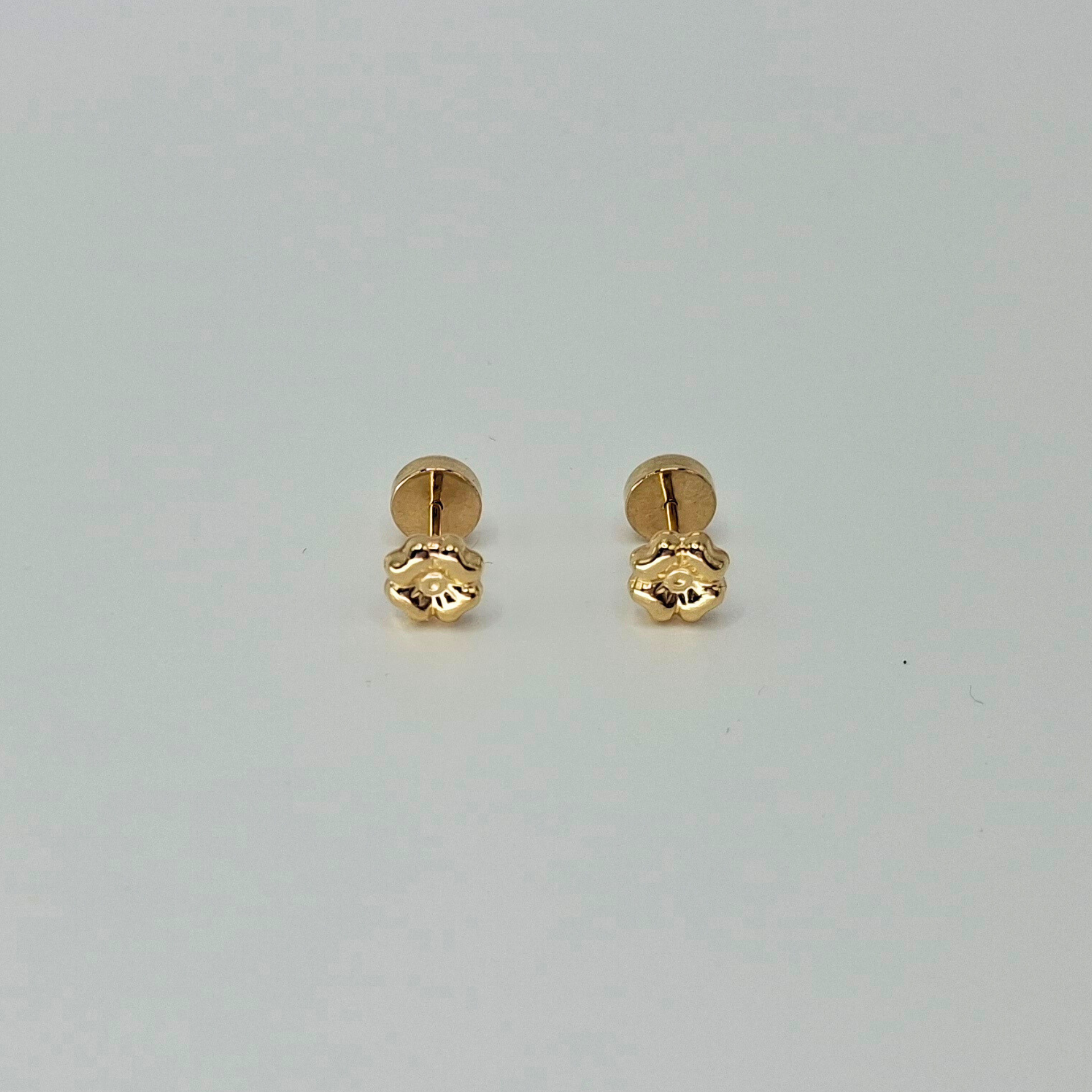Aros abridores para bebé y niña, modelo trebol oro 18k-2