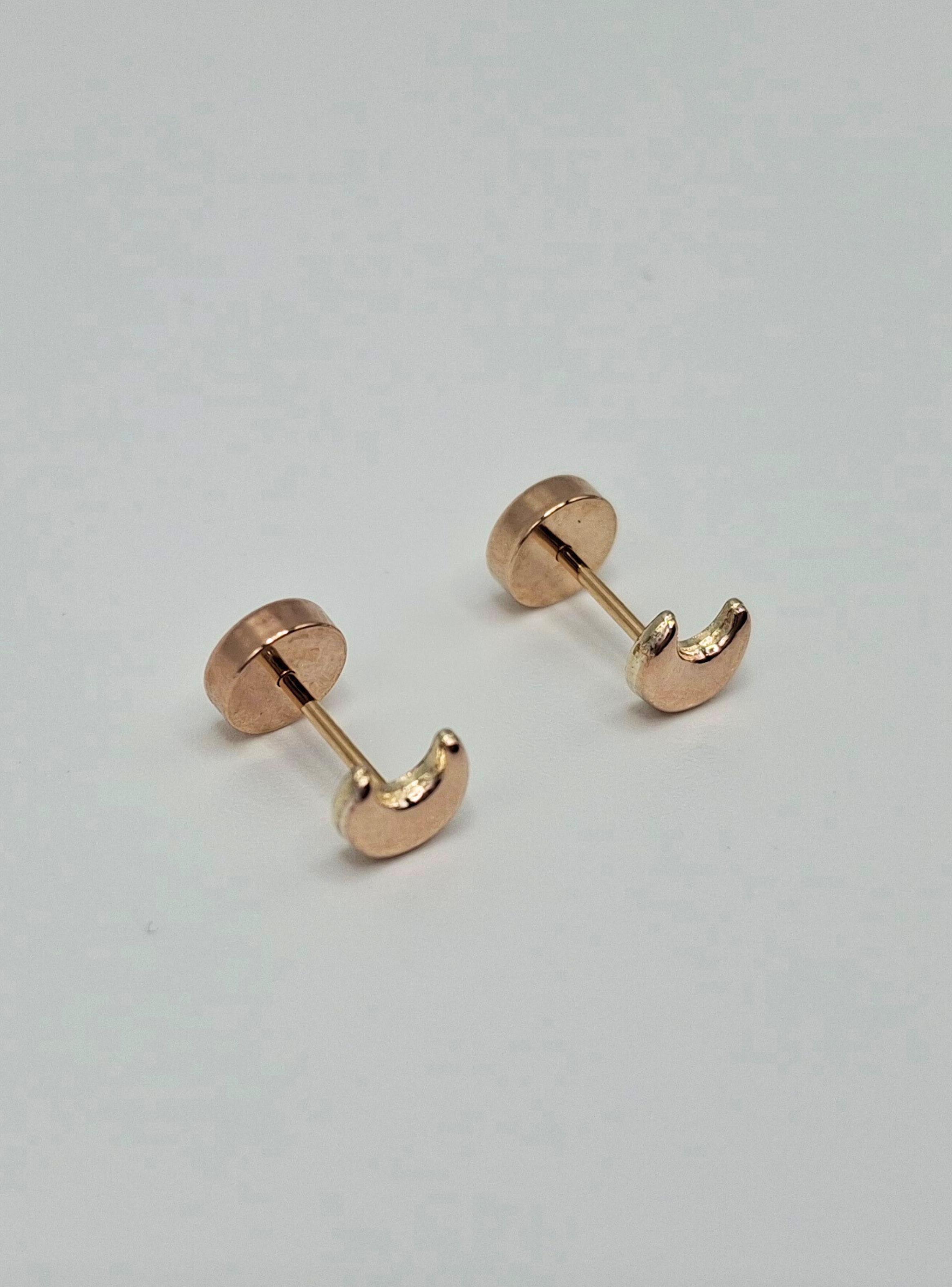 Aros abridores para bebé  y niña en oro laminado de 20k modelo luna.-4