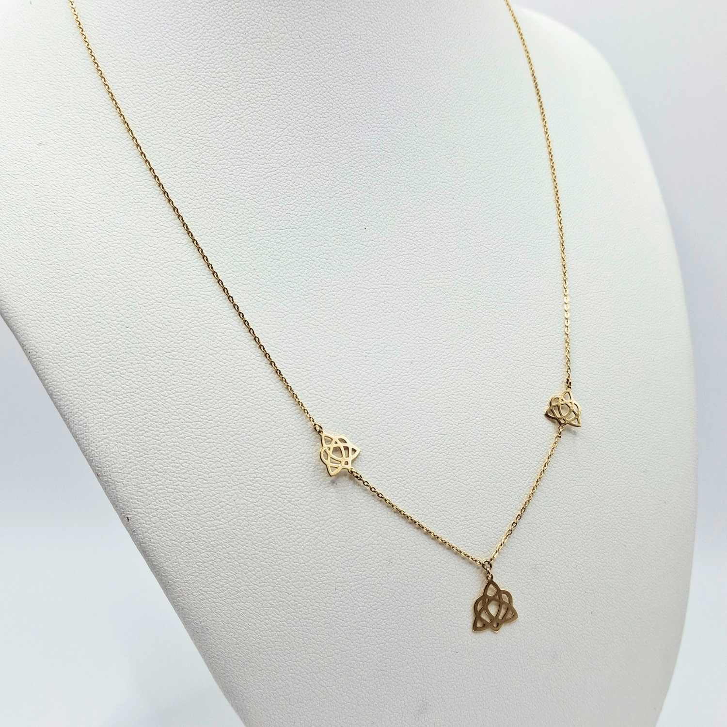 Collar modelo nudo de bruja oro 18k, cadena forzatina 45 cm-2