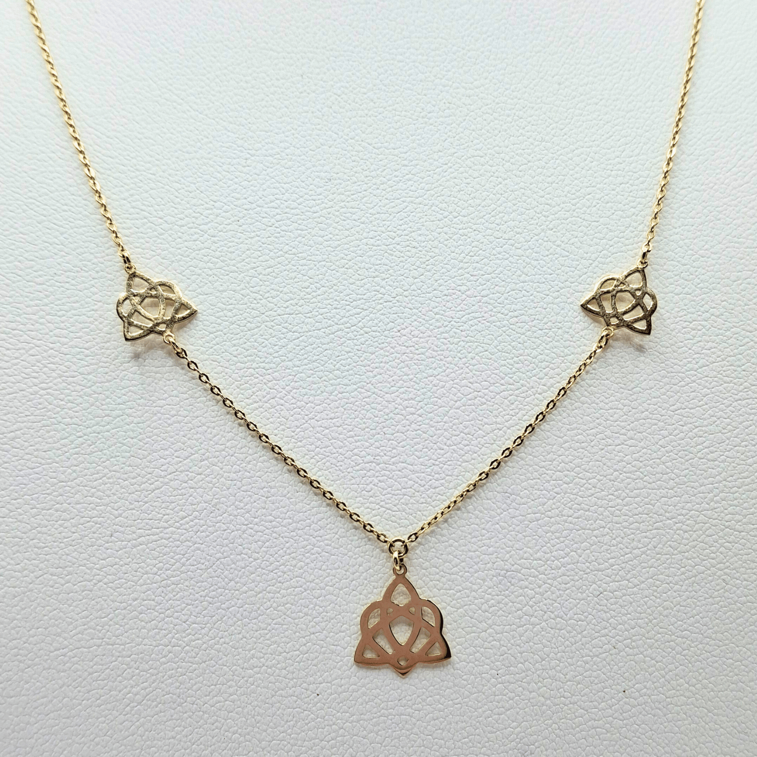 Collar modelo nudo de bruja oro 18k, cadena forzatina 45 cm-3