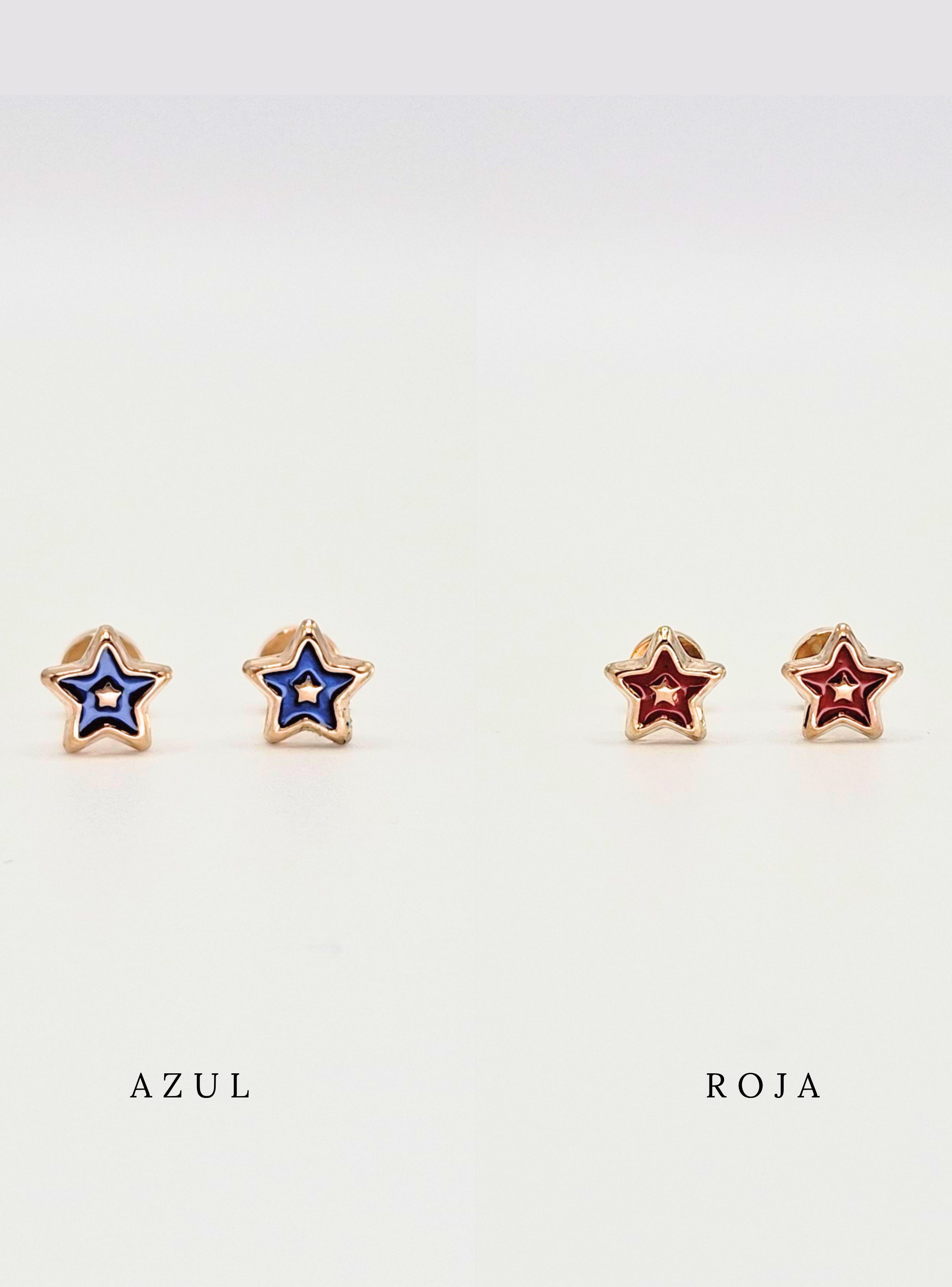 Aros abridores para bebé y niña laminados en oro de 20k, estrella laqueada-3