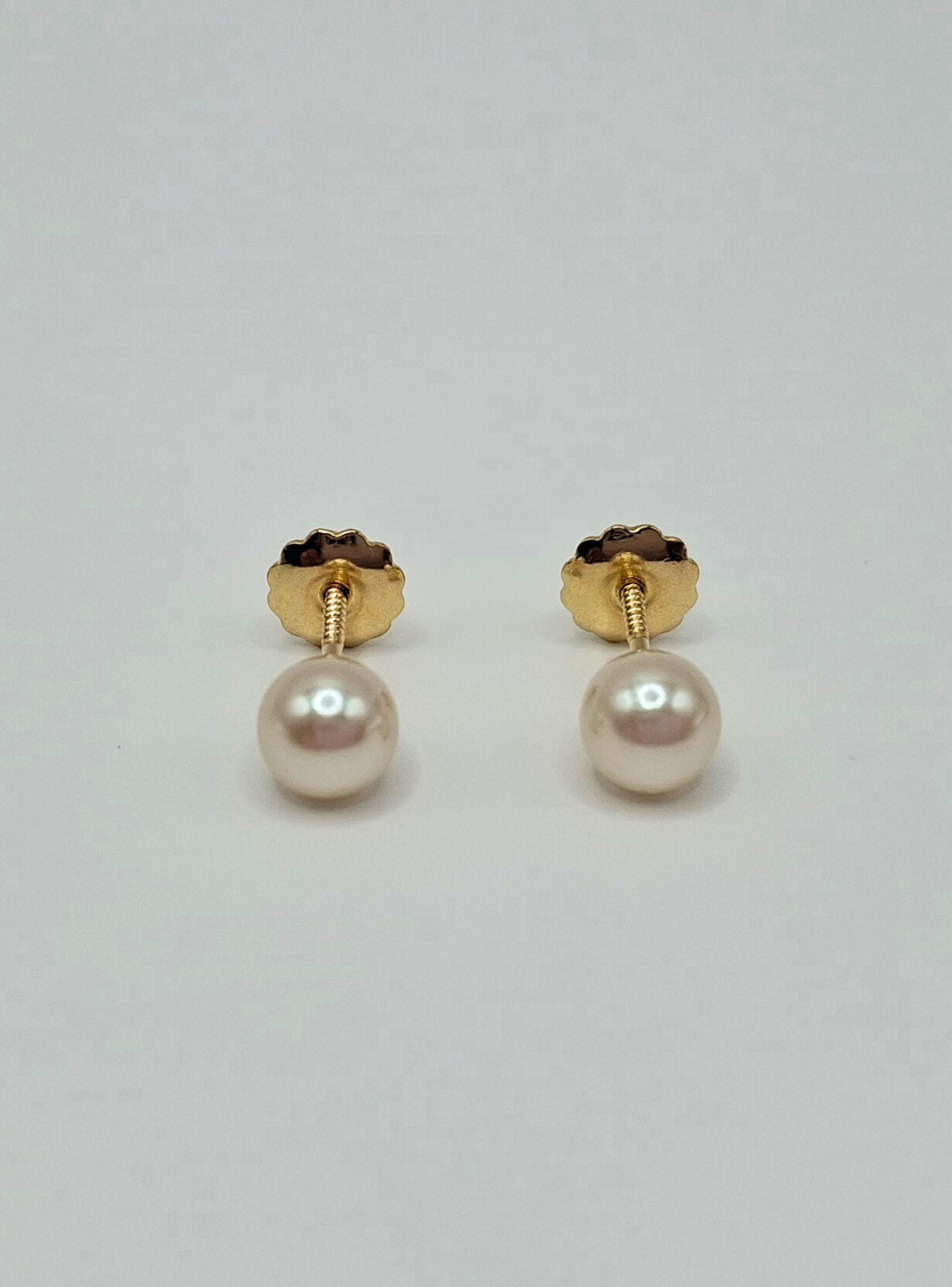 Aros Perla, tope rosca de oro18k-2