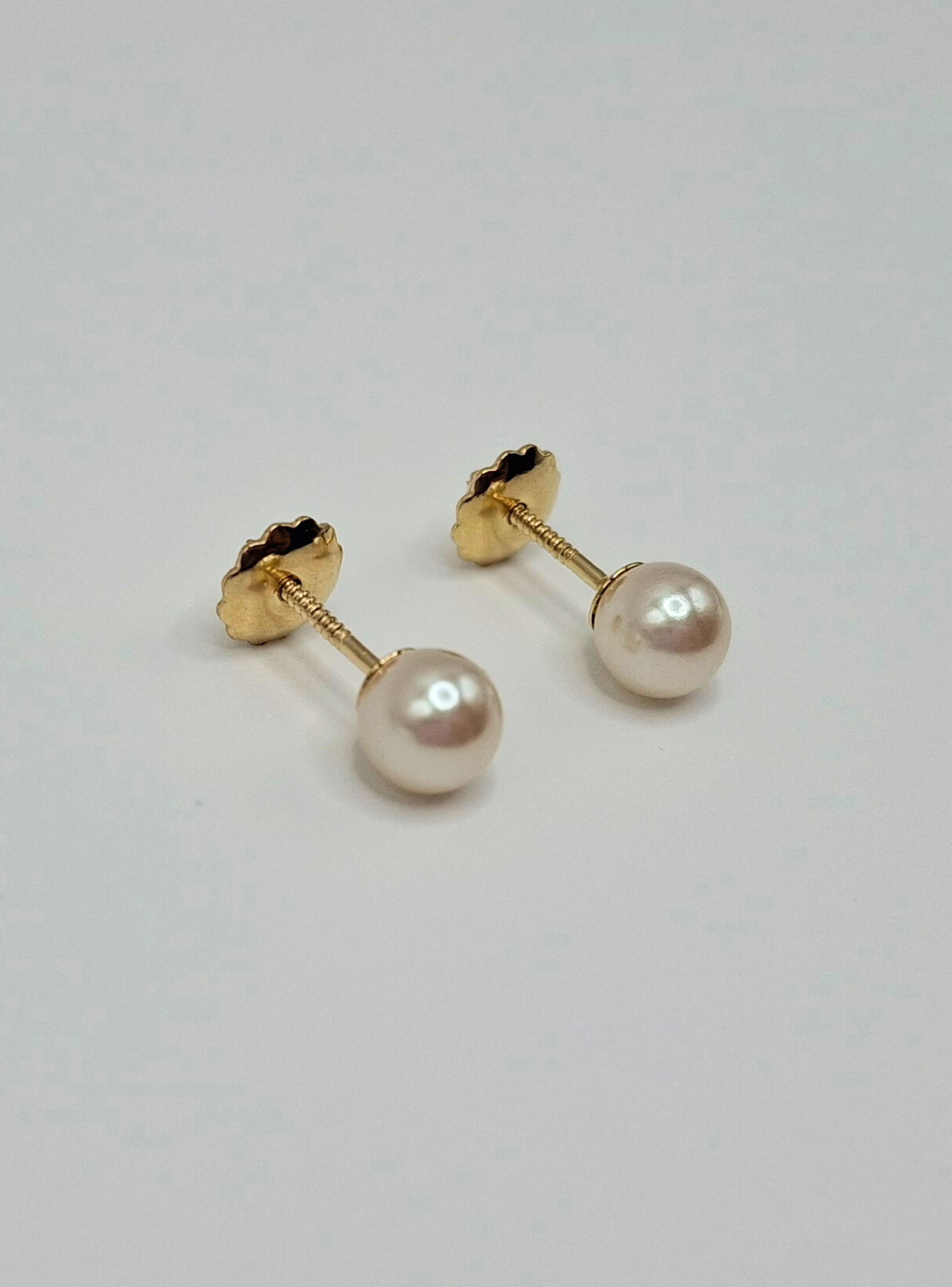 Aros Perla, tope rosca de oro18k-3