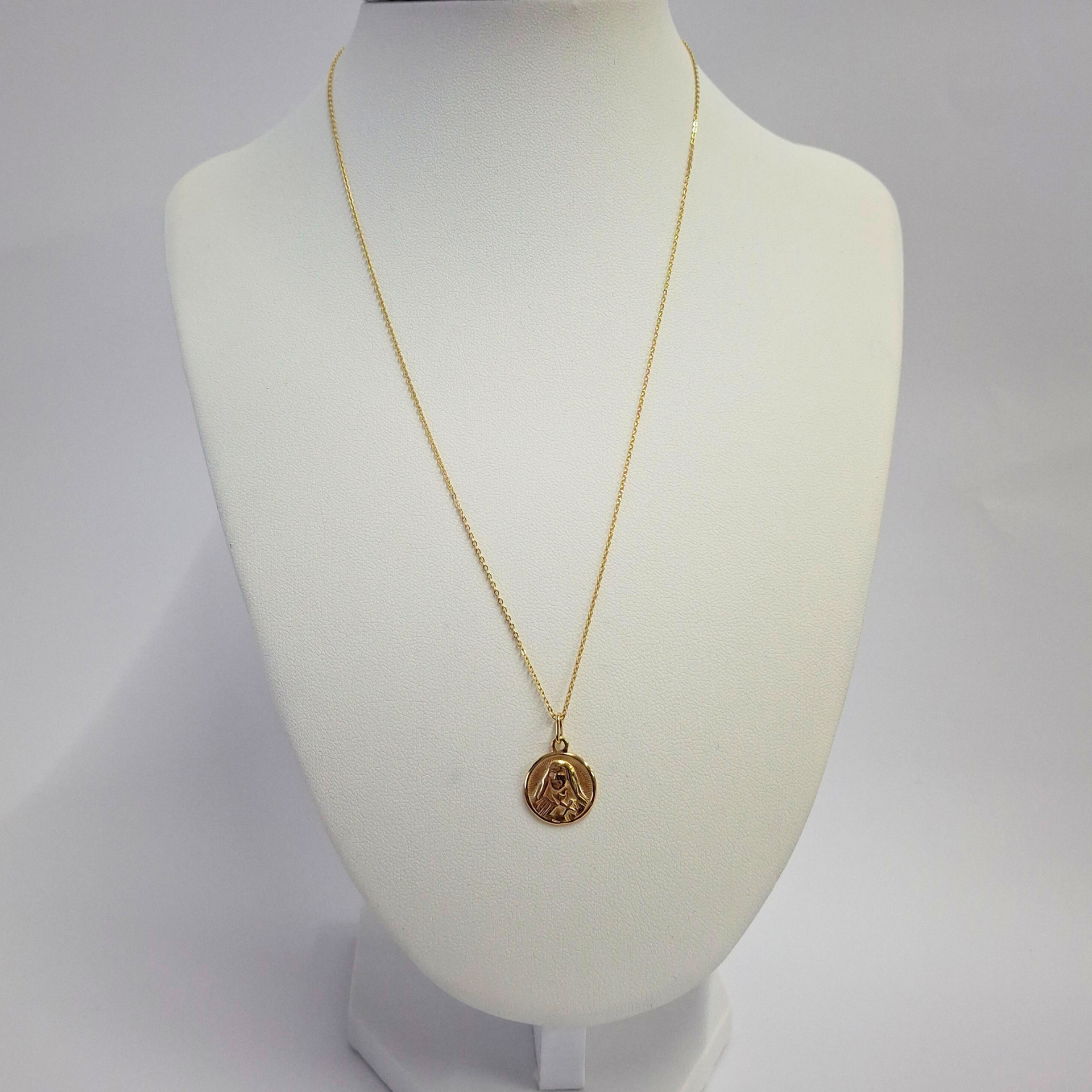 Collar medalla virgen, oro amarillo italiano 18k-2
