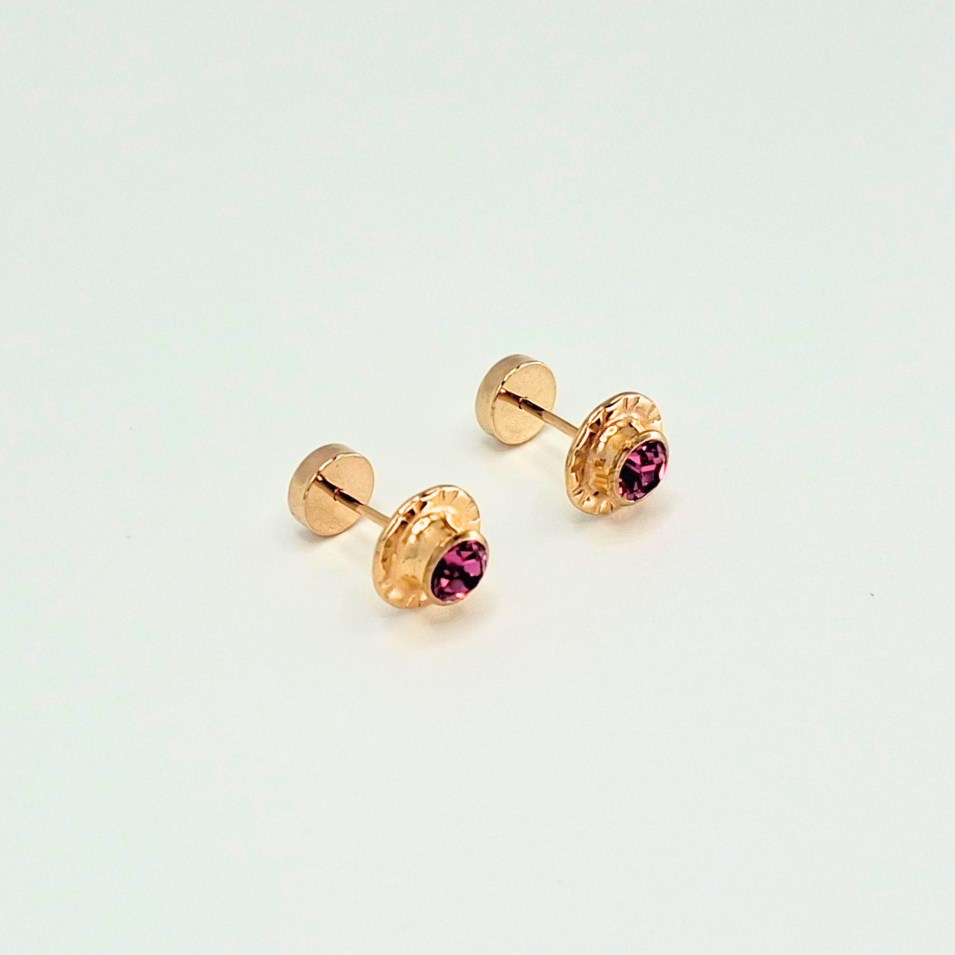 Aros abridores para bebé y niña laminados en oro de 20k modelo piedra de circón L-2