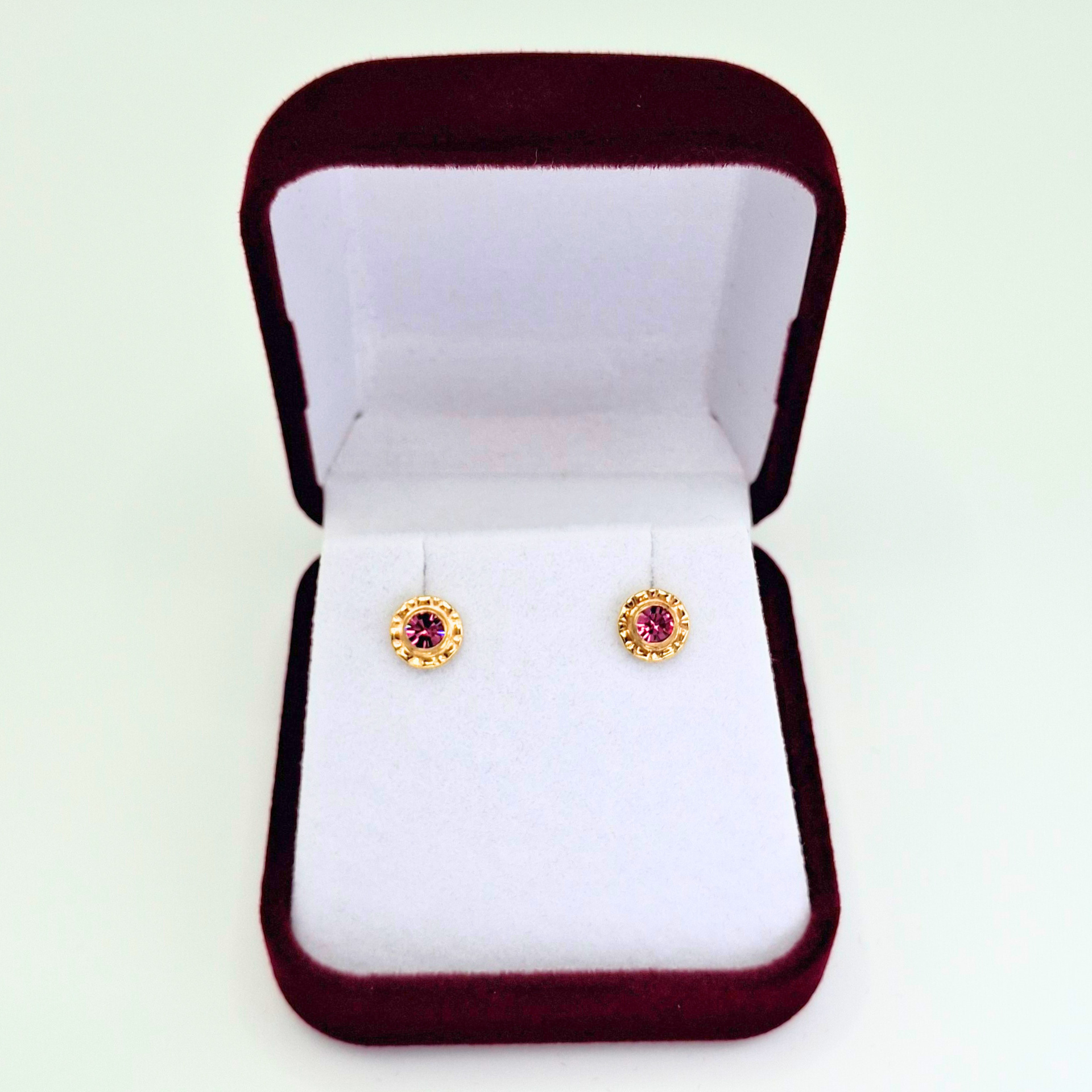 Aros abridores para bebé y niña laminados en oro de 20k modelo piedra de circón L-3