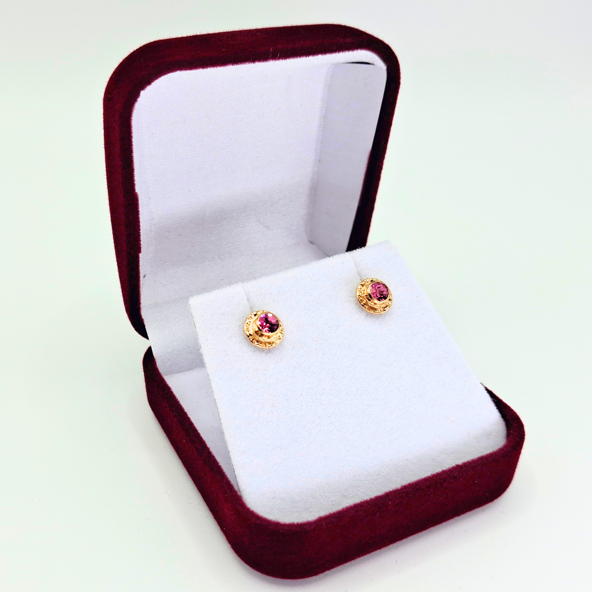 Aros abridores para bebé y niña laminados en oro de 20k modelo piedra de circón L-4