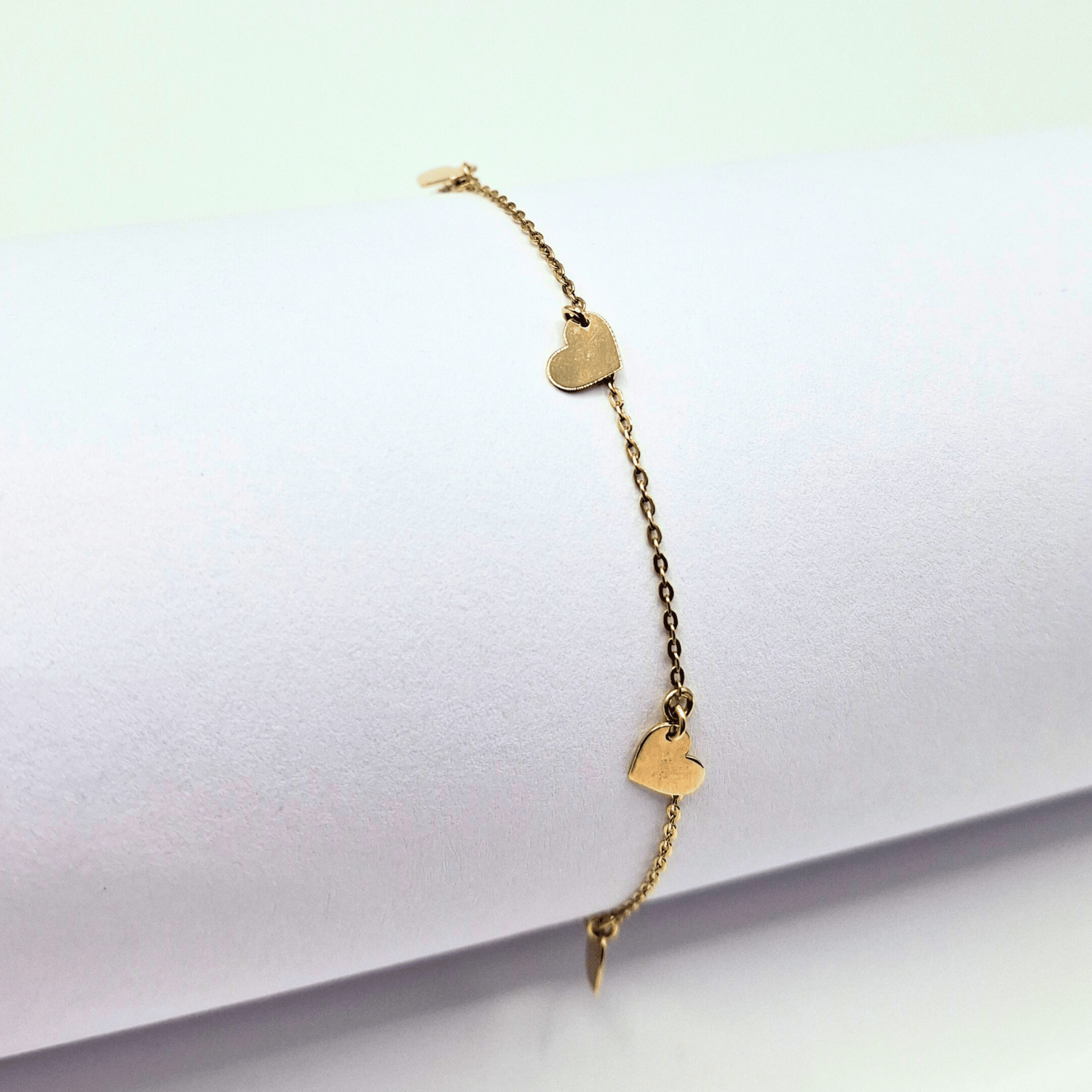 Pulsera modelo corazones oro 18k, 18cm-2