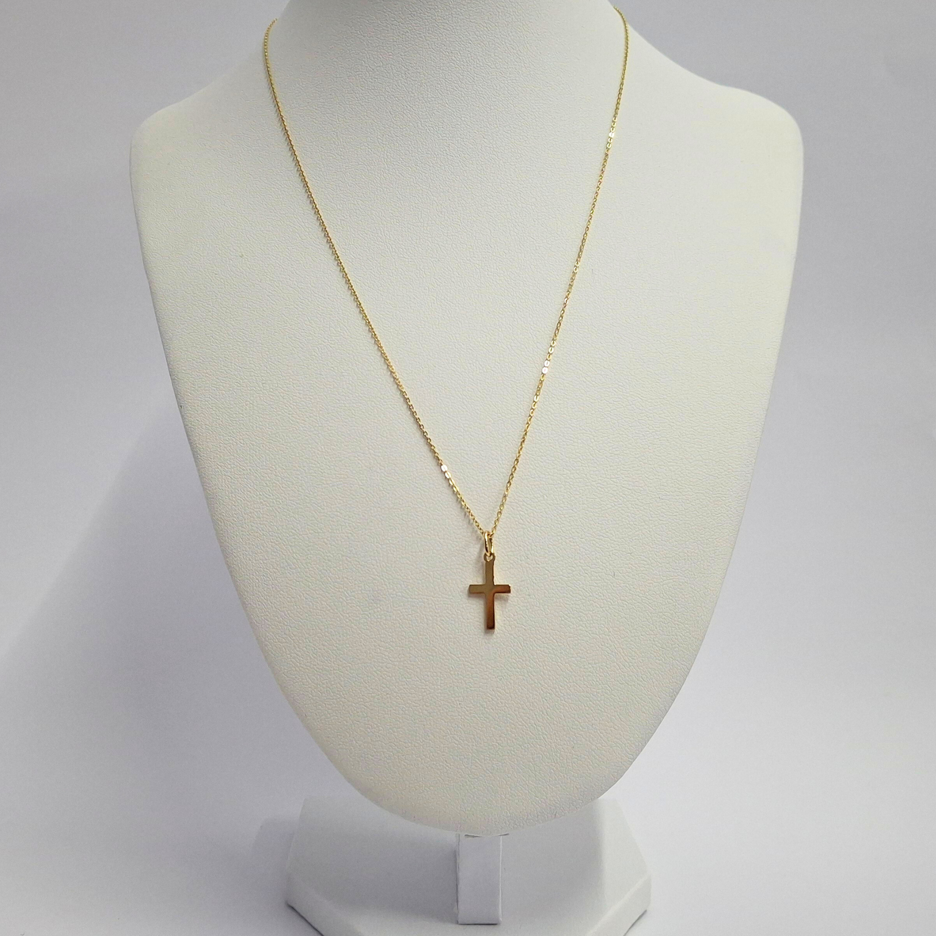 Collar oro amarillo italiano 18k, modelo cruz 1-2
