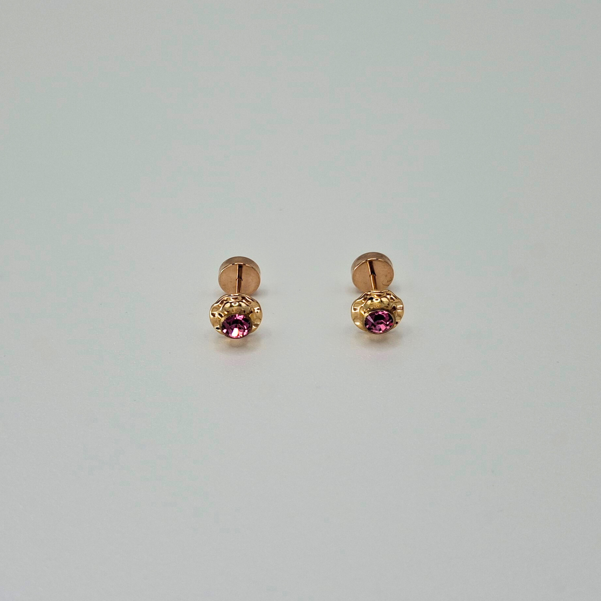 Aros abridores para bebé y niña de oro 14k modelo piedra de circón-2