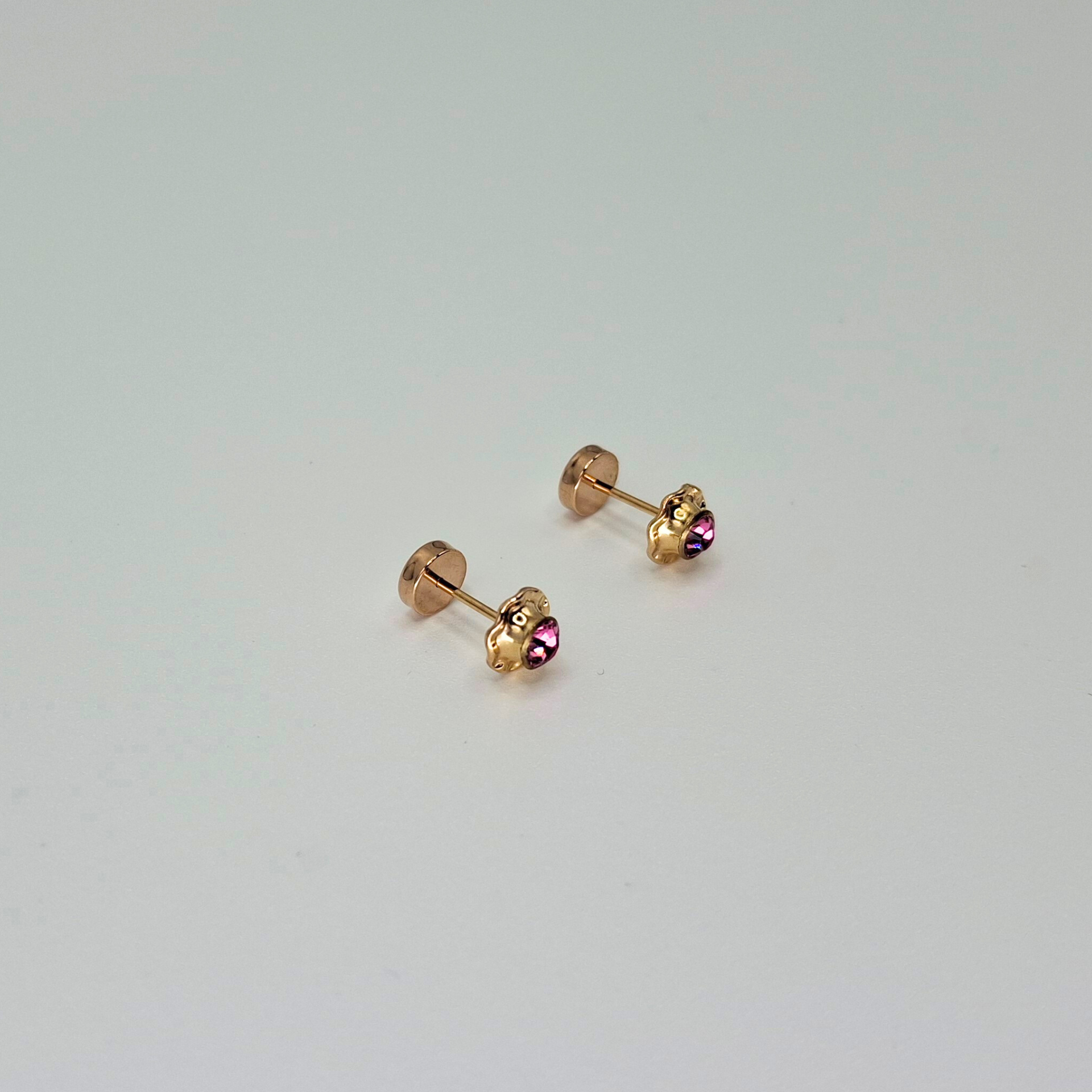 Aros abridores para bebé y niña de oro 14k modelo piedra de circón-4
