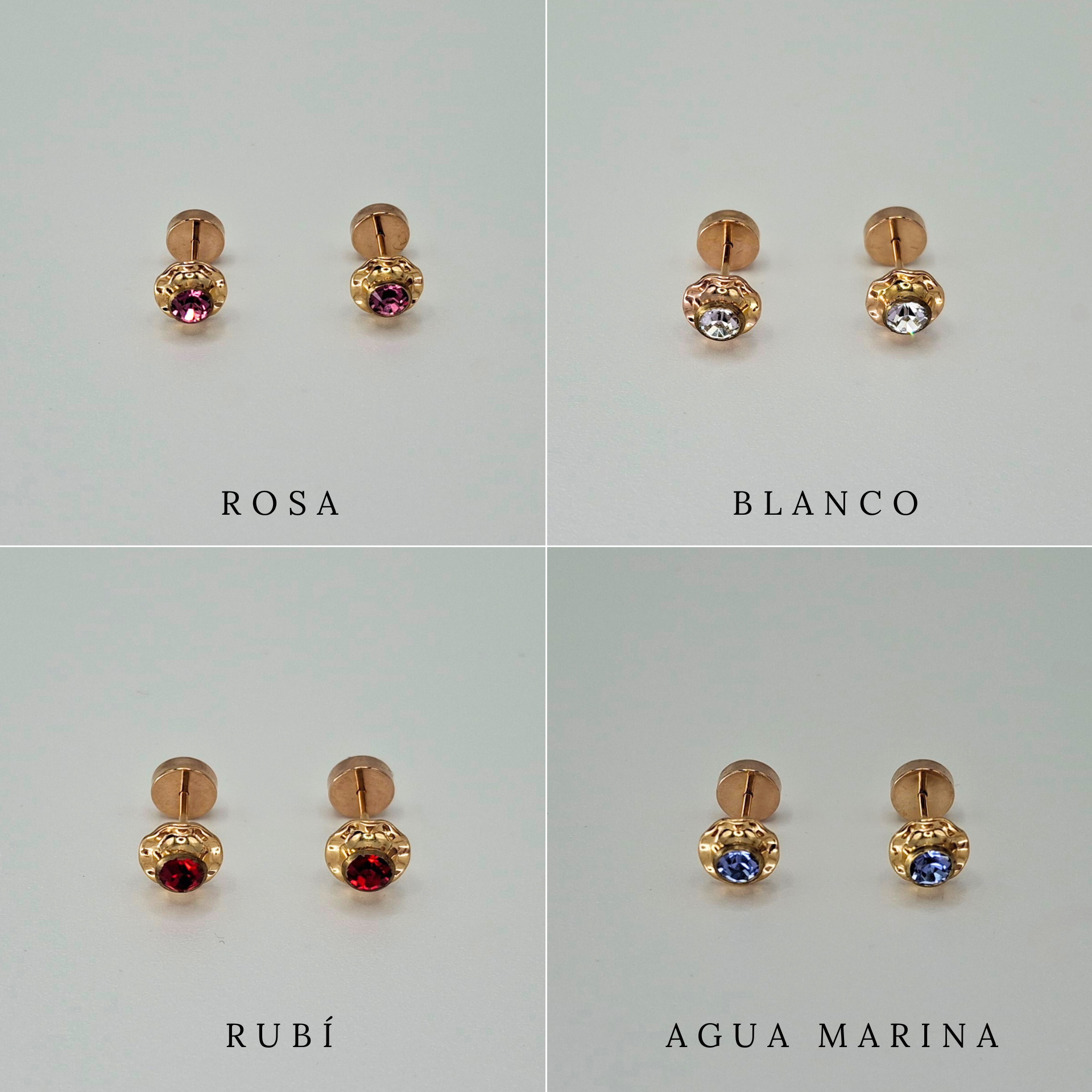 Aros abridores para bebé y niña de oro 14k modelo piedra de circón-5