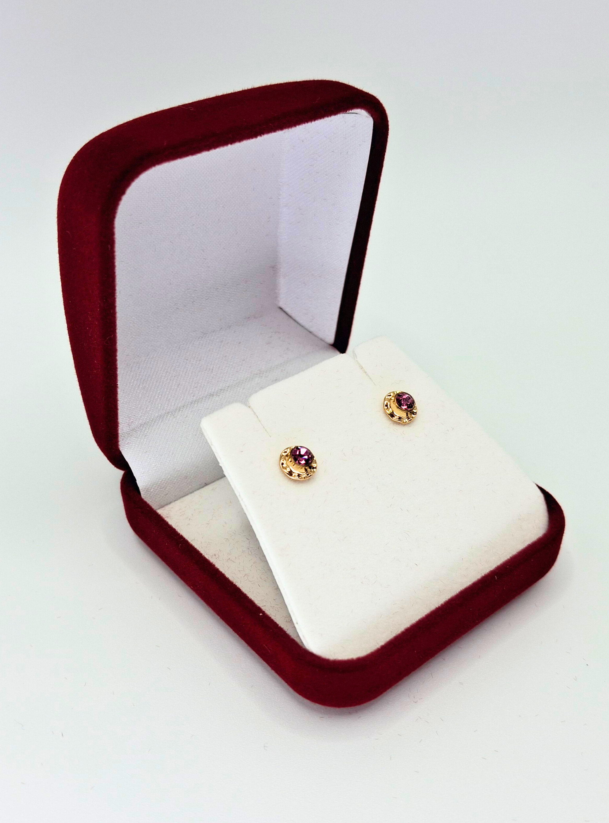 Aros abridores para bebé y niña de oro laminado 20k modelo piedra de circón-2